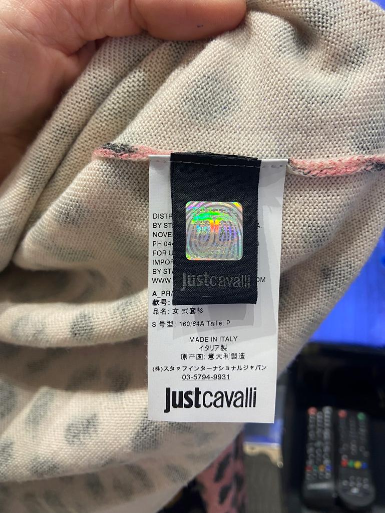 Cardigan en maille de laine avec imprimé léopard sur Just Cavalli en vente 2
