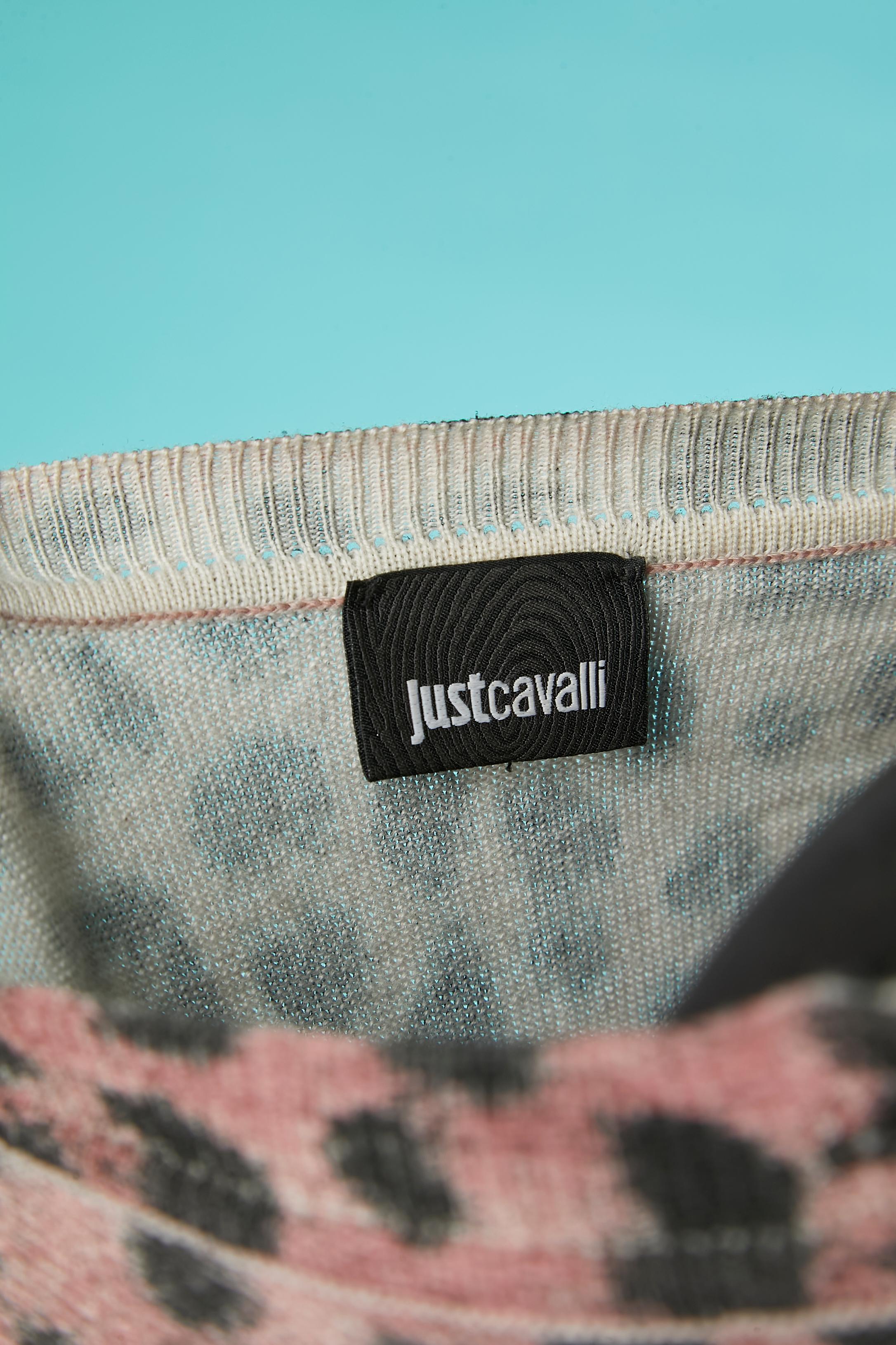 Cardigan en maille de laine avec imprimé léopard sur Just Cavalli en vente 3
