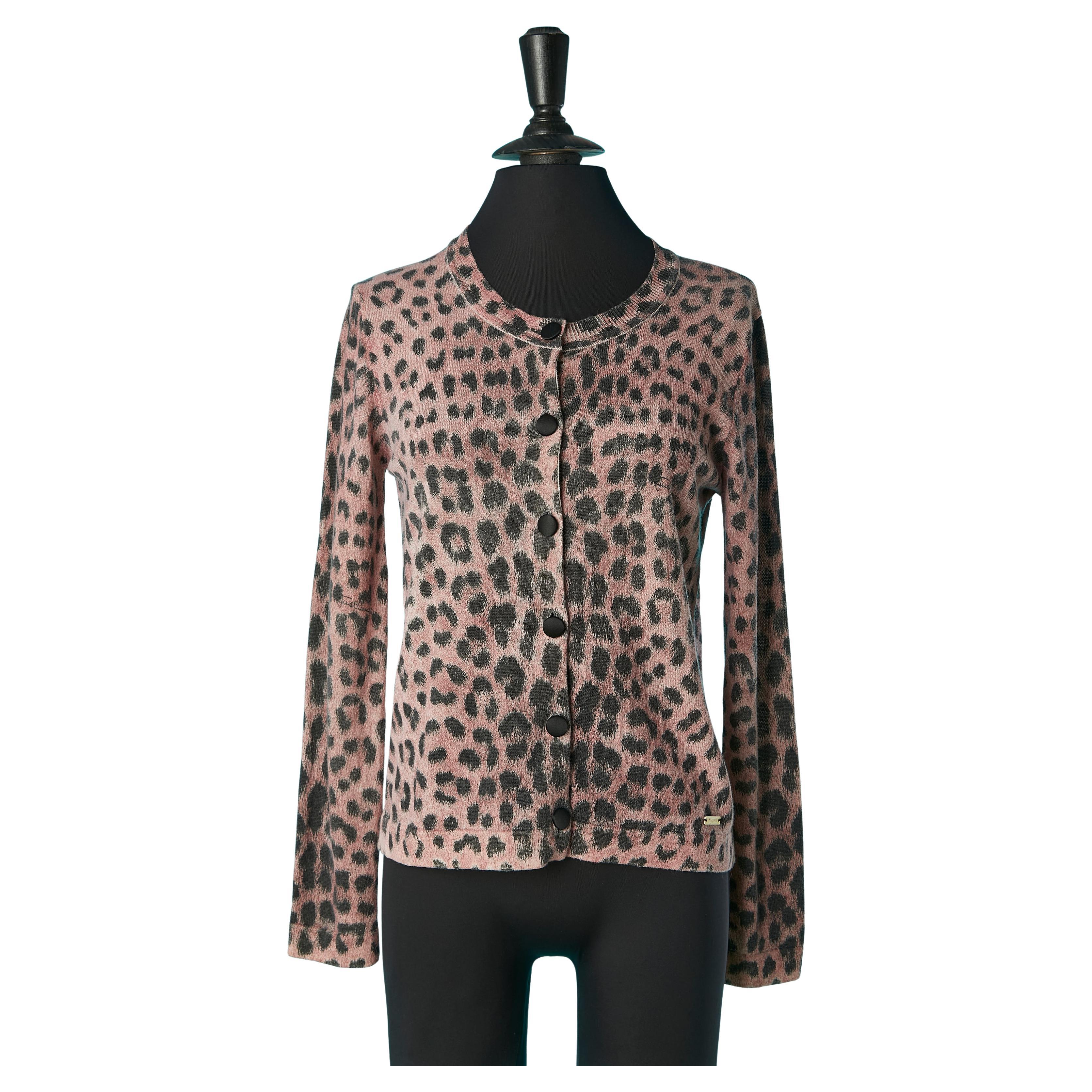 Cardigan en maille de laine avec imprimé léopard sur Just Cavalli