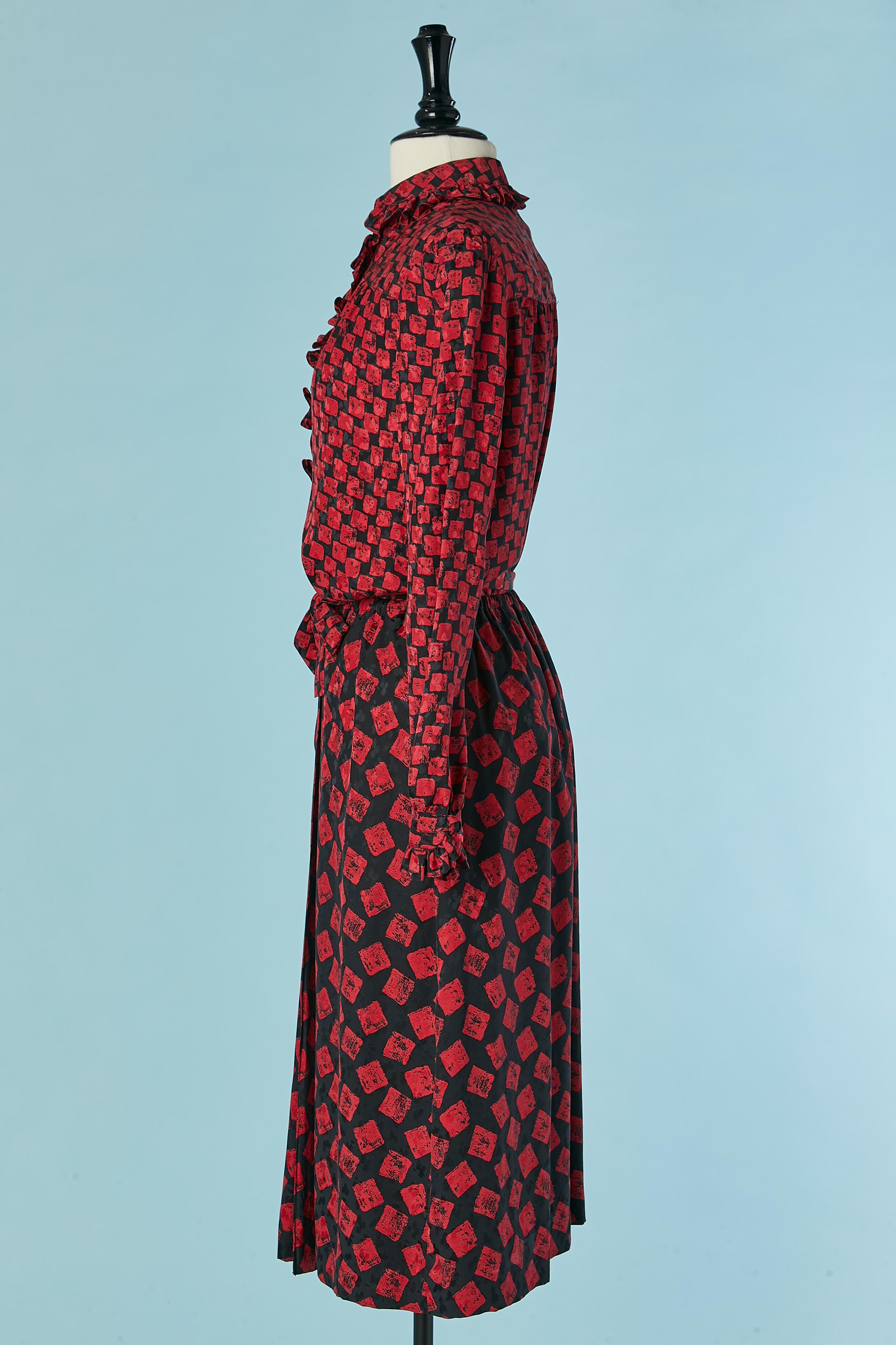 Wool knit cardigan with silk shirt and skirt ensemble ADOLFO for Neiman Marcus For Sale 6