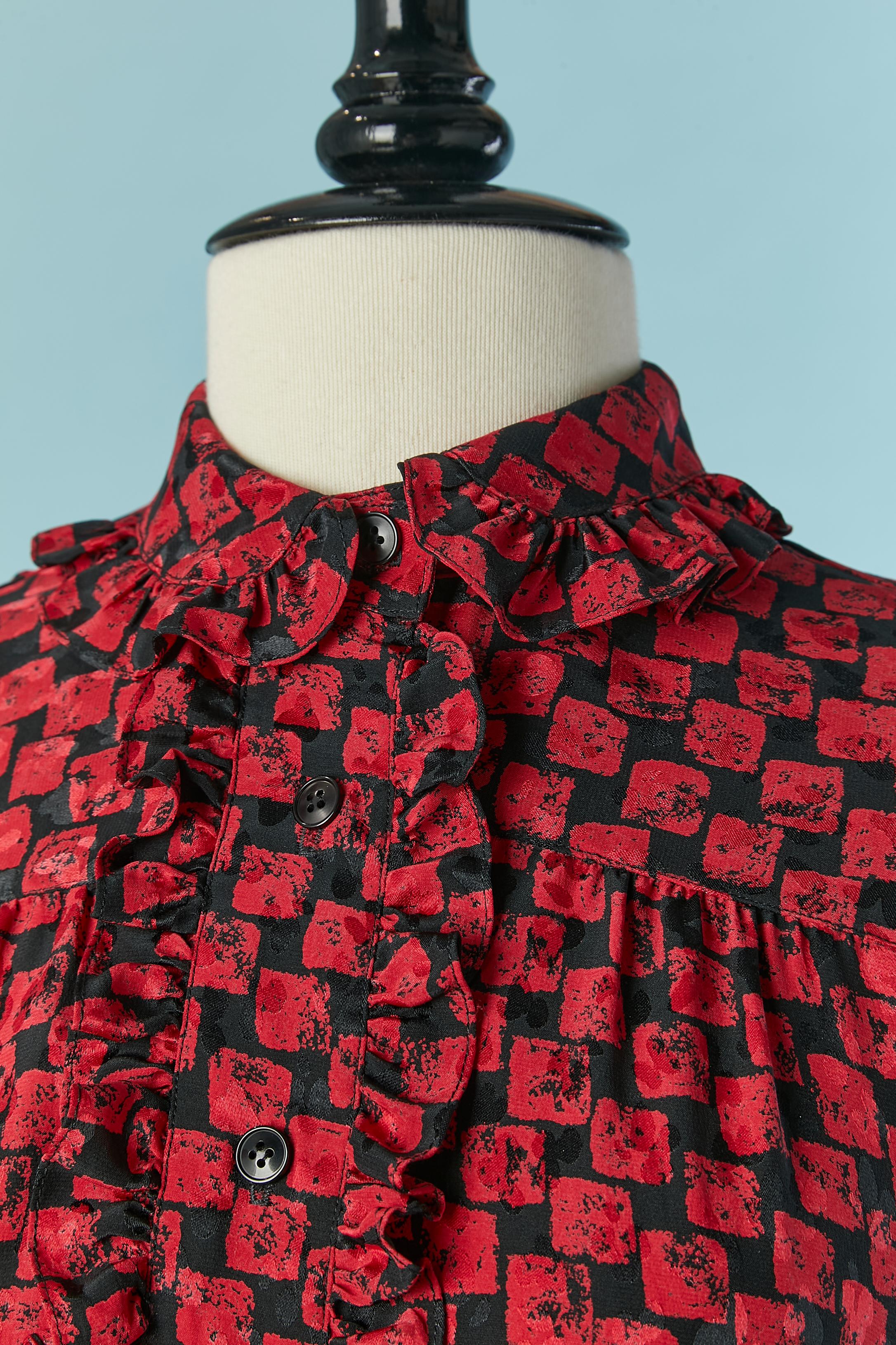 Wool knit cardigan with silk shirt and skirt ensemble ADOLFO for Neiman Marcus For Sale 2