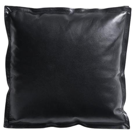 Wool & Leather Scatter Cushion with Goose Feather Insert For Sale