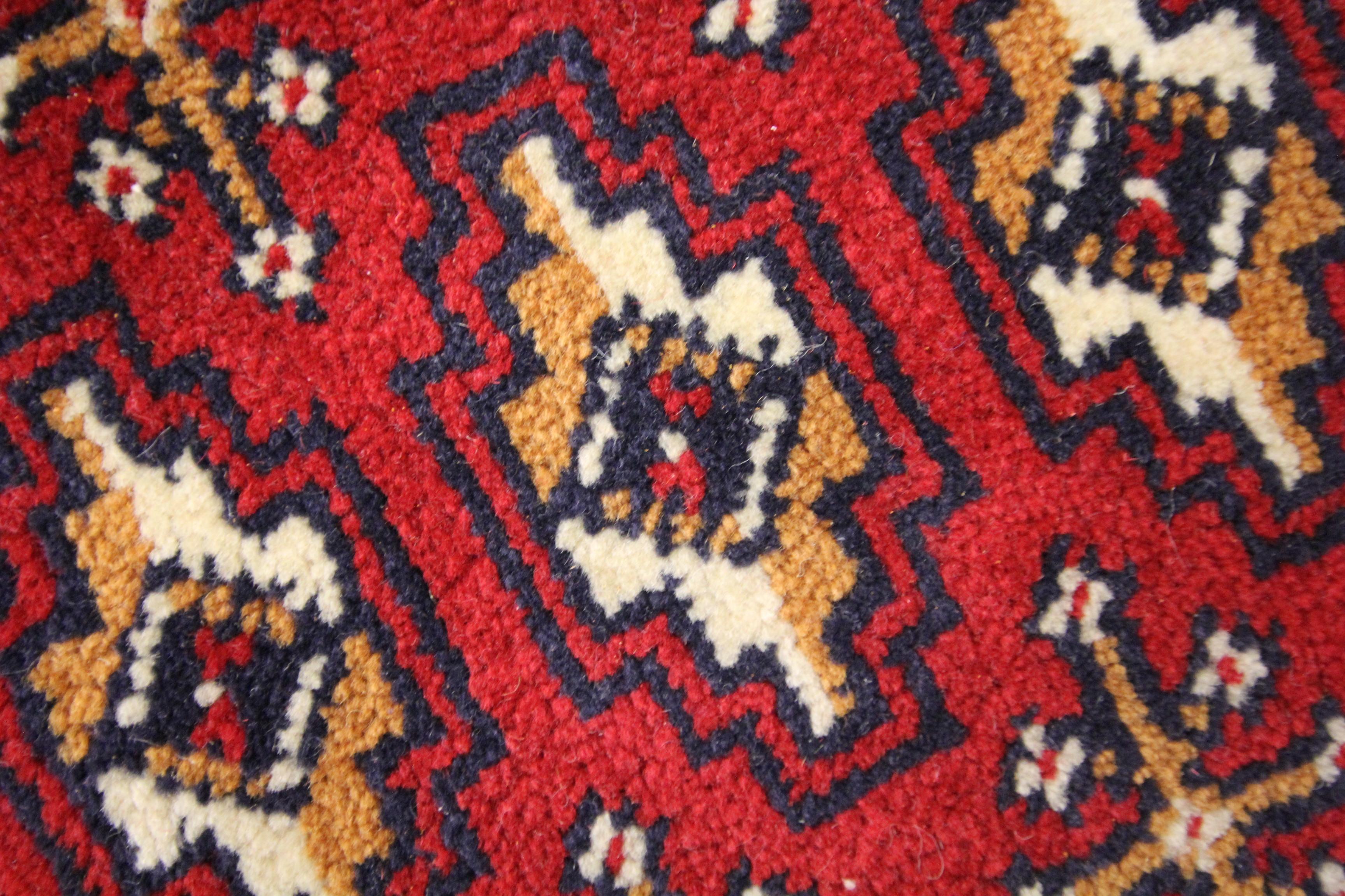 Wool Living Room Area Rug Handmade Turkman Carpet Red Poshti Rug For Sale 3