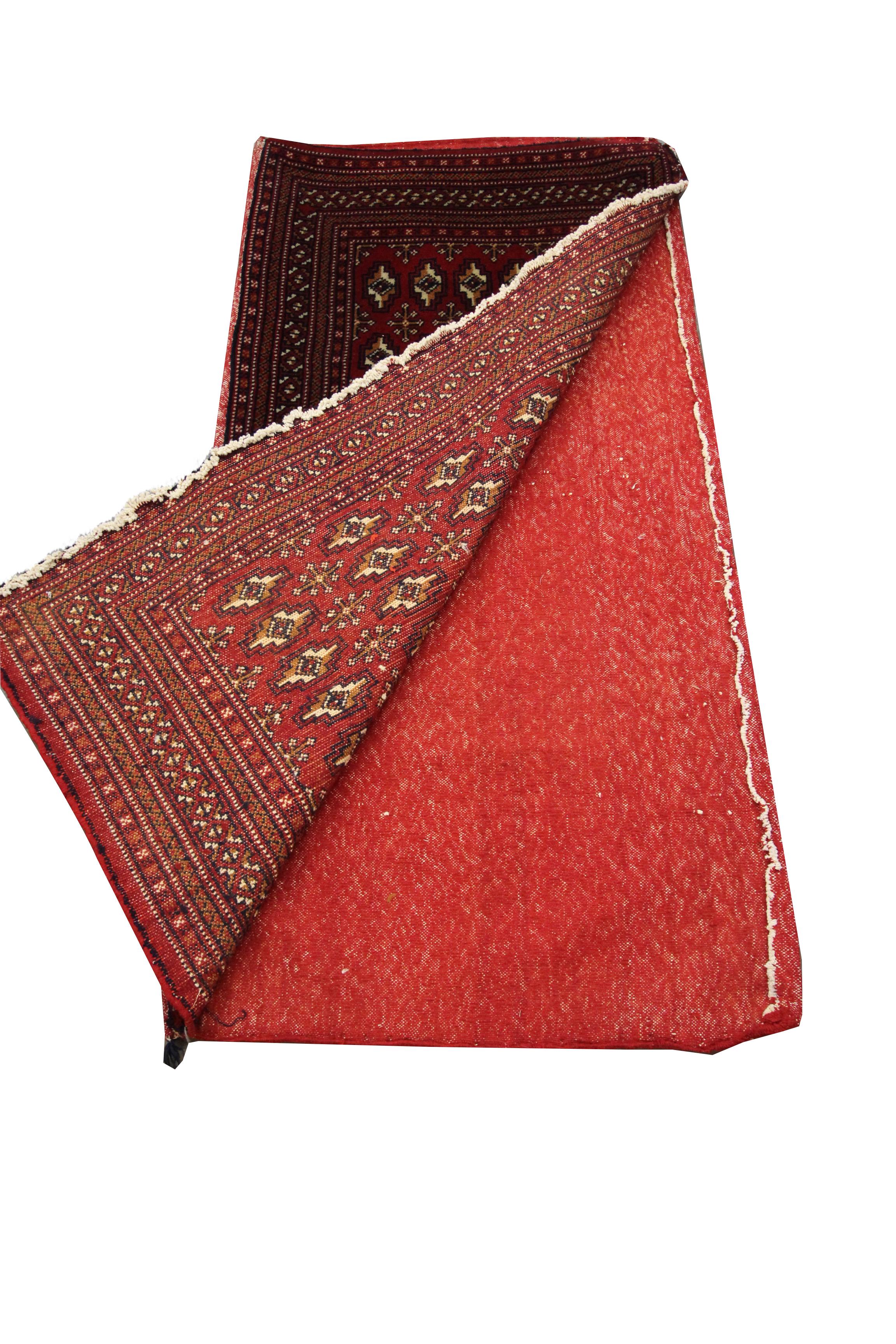 Wool Living Room Area Rug Handmade Turkman Carpet Red Poshti Rug For Sale 4