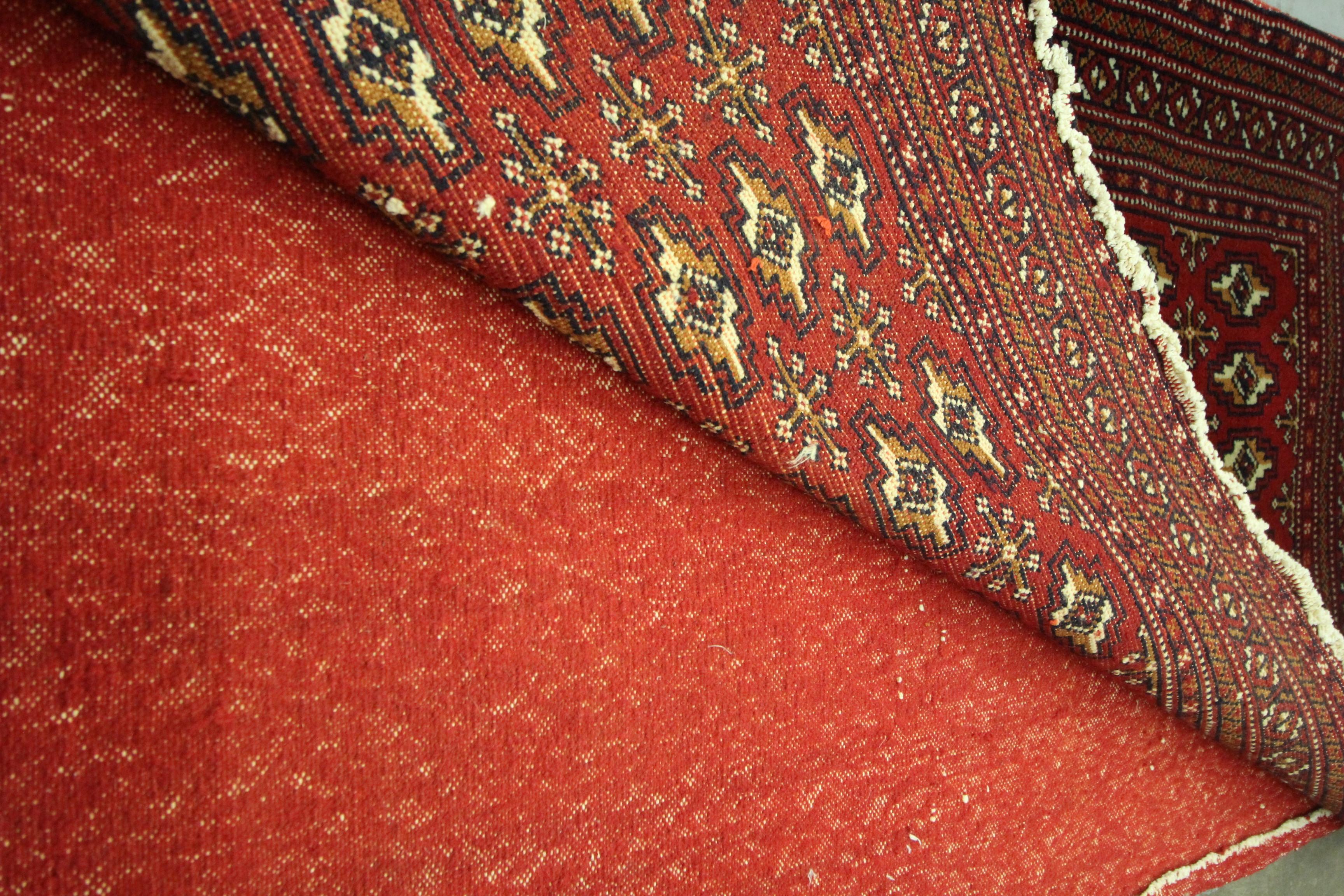 Wool Living Room Area Rug Handmade Turkman Carpet Red Poshti Rug For Sale 5