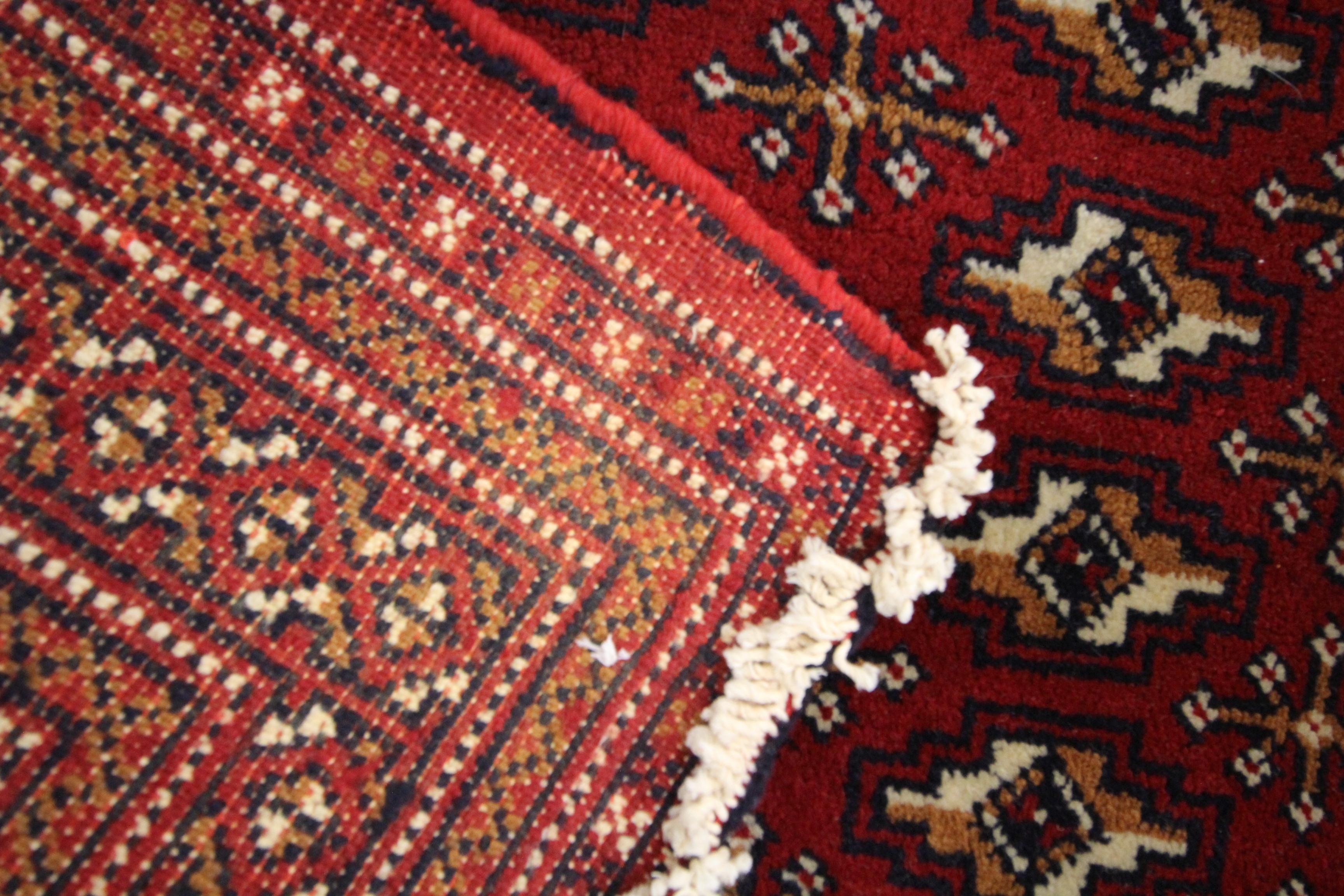 Wool Living Room Area Rug Handmade Turkman Carpet Red Poshti Rug For Sale 6
