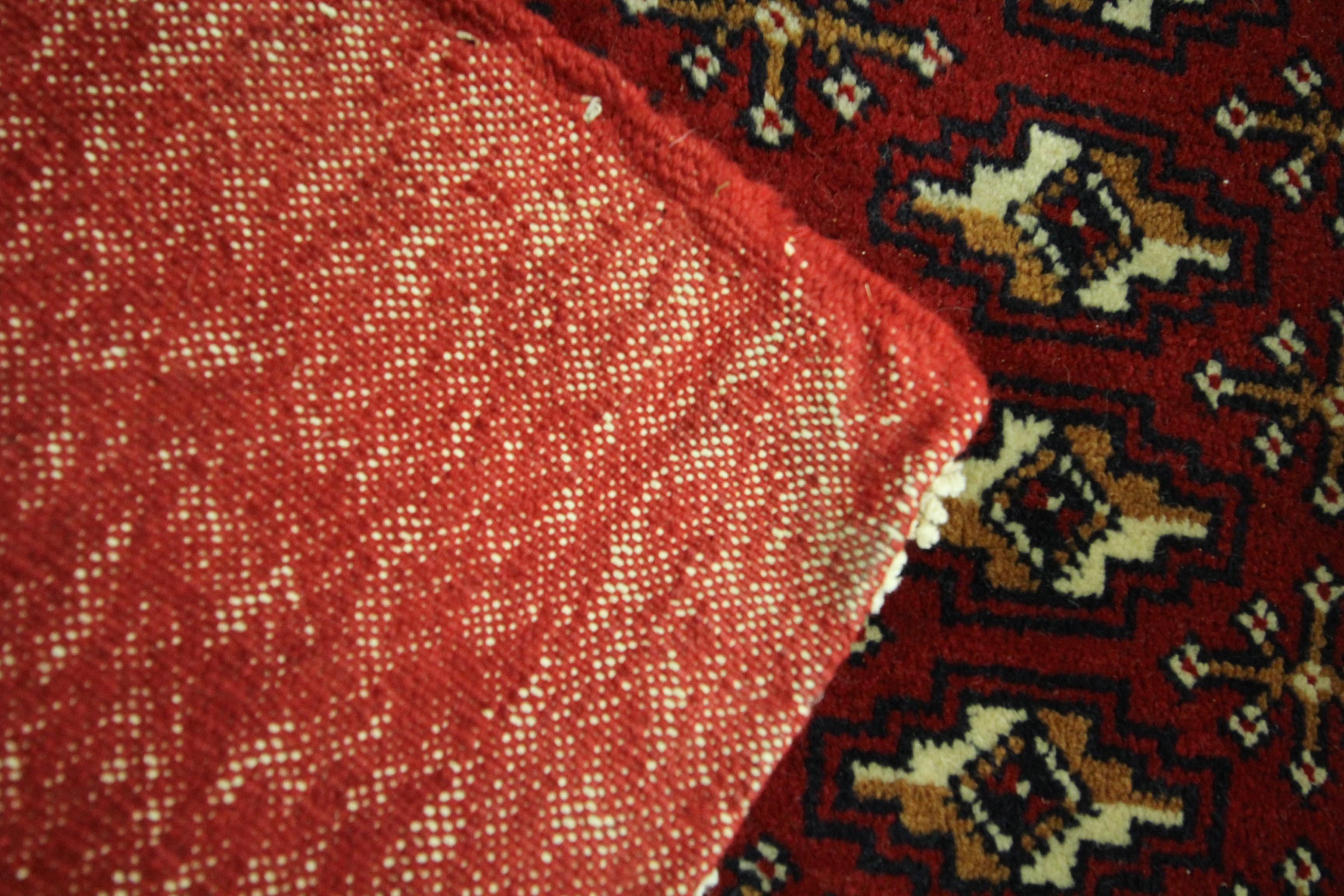 Wool Living Room Area Rug Handmade Turkman Carpet Red Poshti Rug For Sale 7