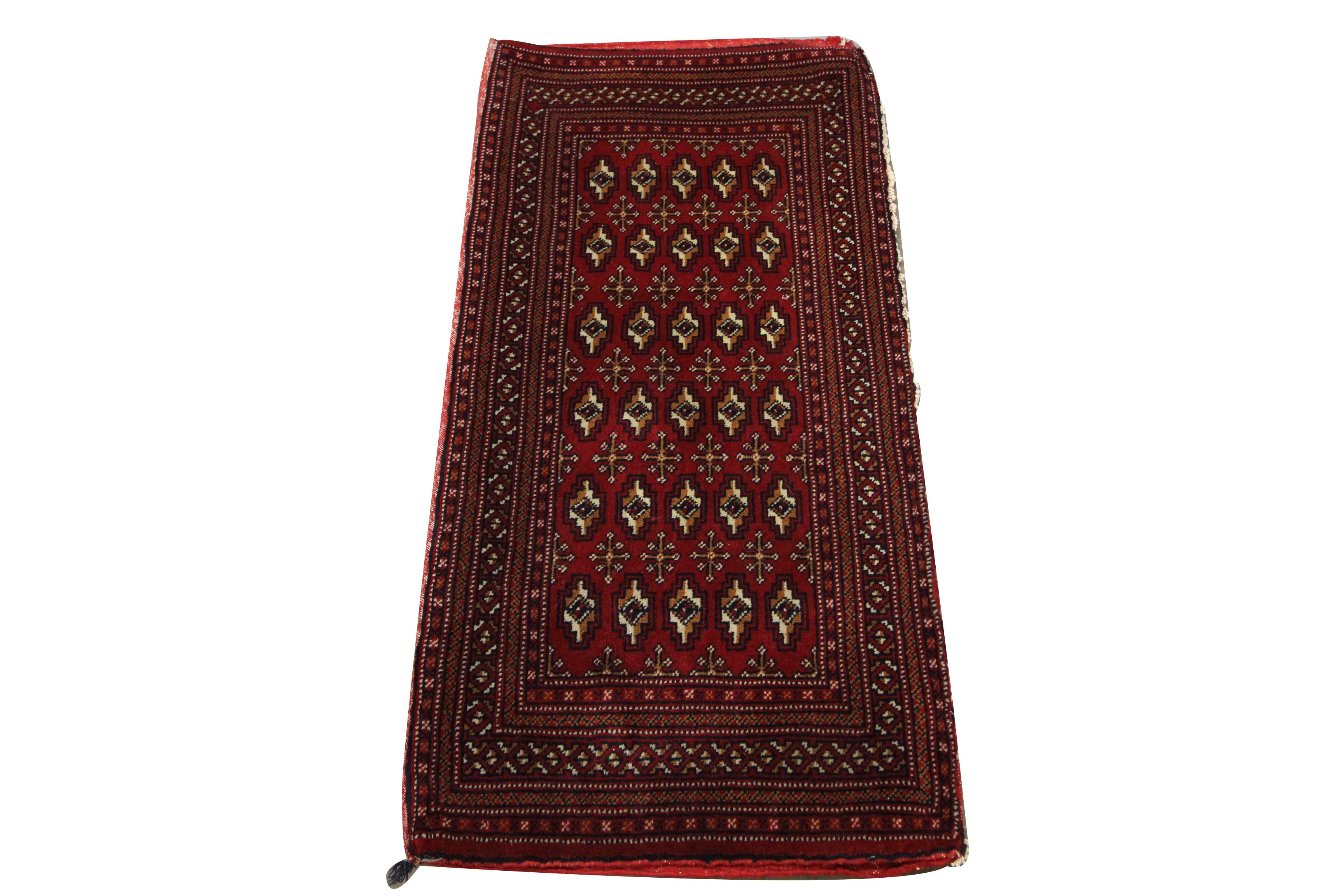 Rustic Wool Living Room Area Rug Handmade Turkman Carpet Red Poshti Rug For Sale