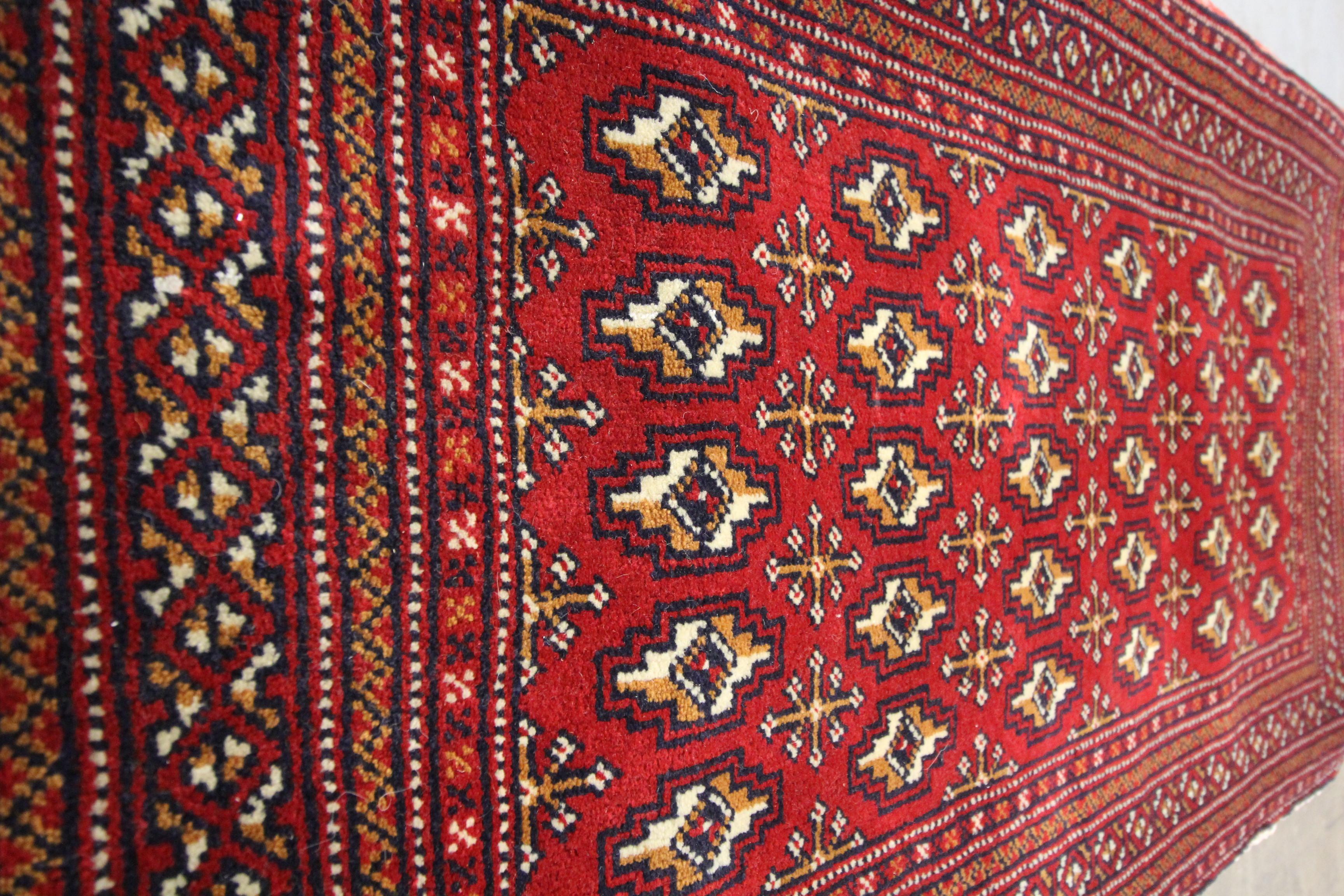 Afghan Wool Living Room Area Rug Handmade Turkman Carpet Red Poshti Rug For Sale