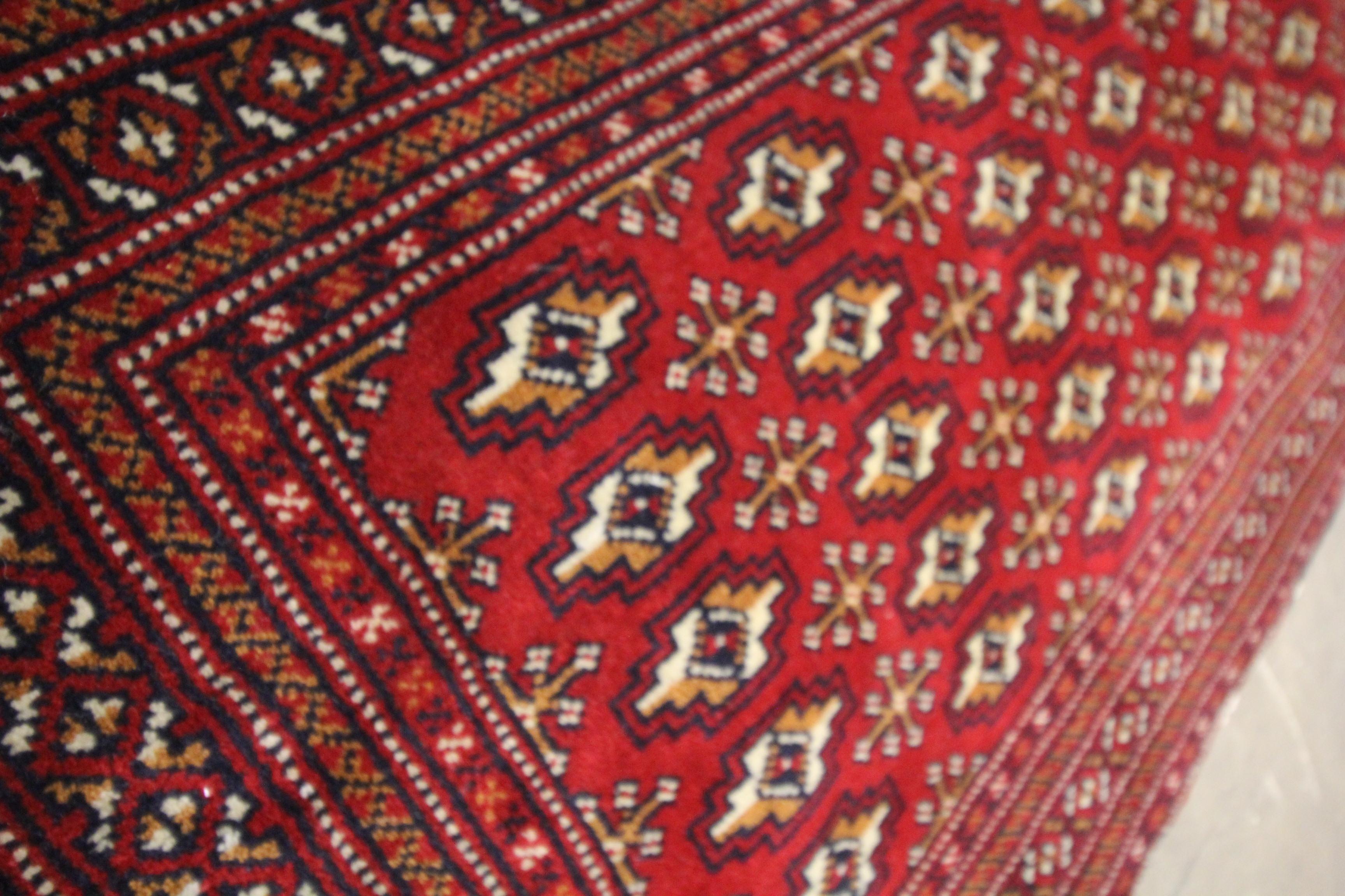 Wool Living Room Area Rug Handmade Turkman Carpet Red Poshti Rug In Excellent Condition For Sale In Hampshire, GB