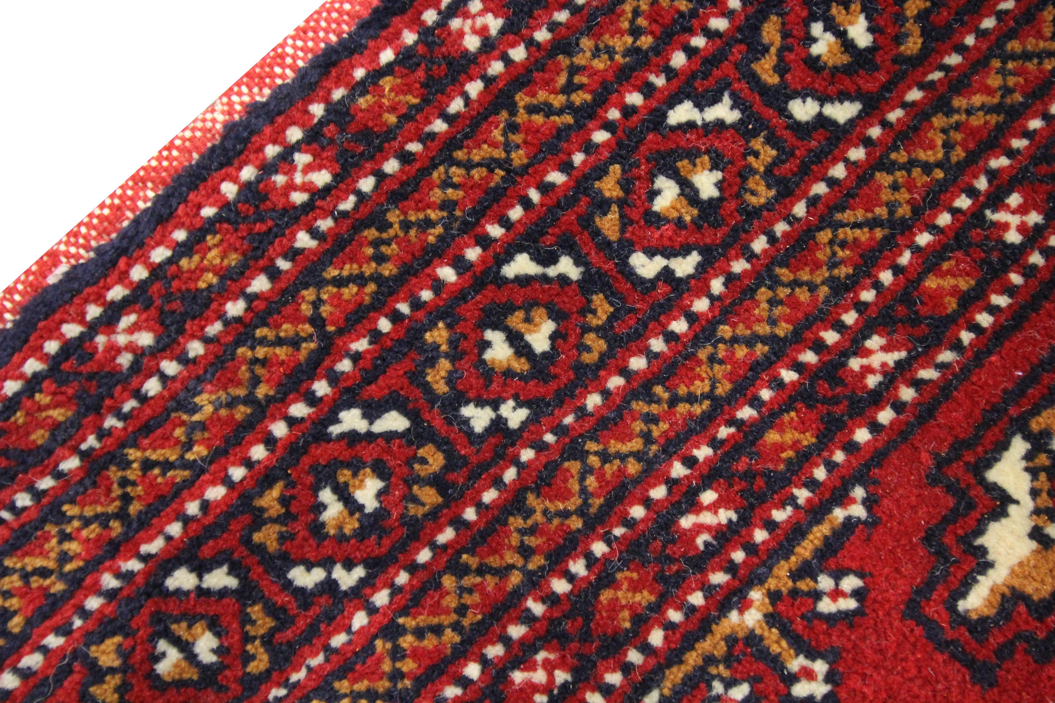 Wool Living Room Area Rug Handmade Turkman Carpet Red Poshti Rug For Sale 1