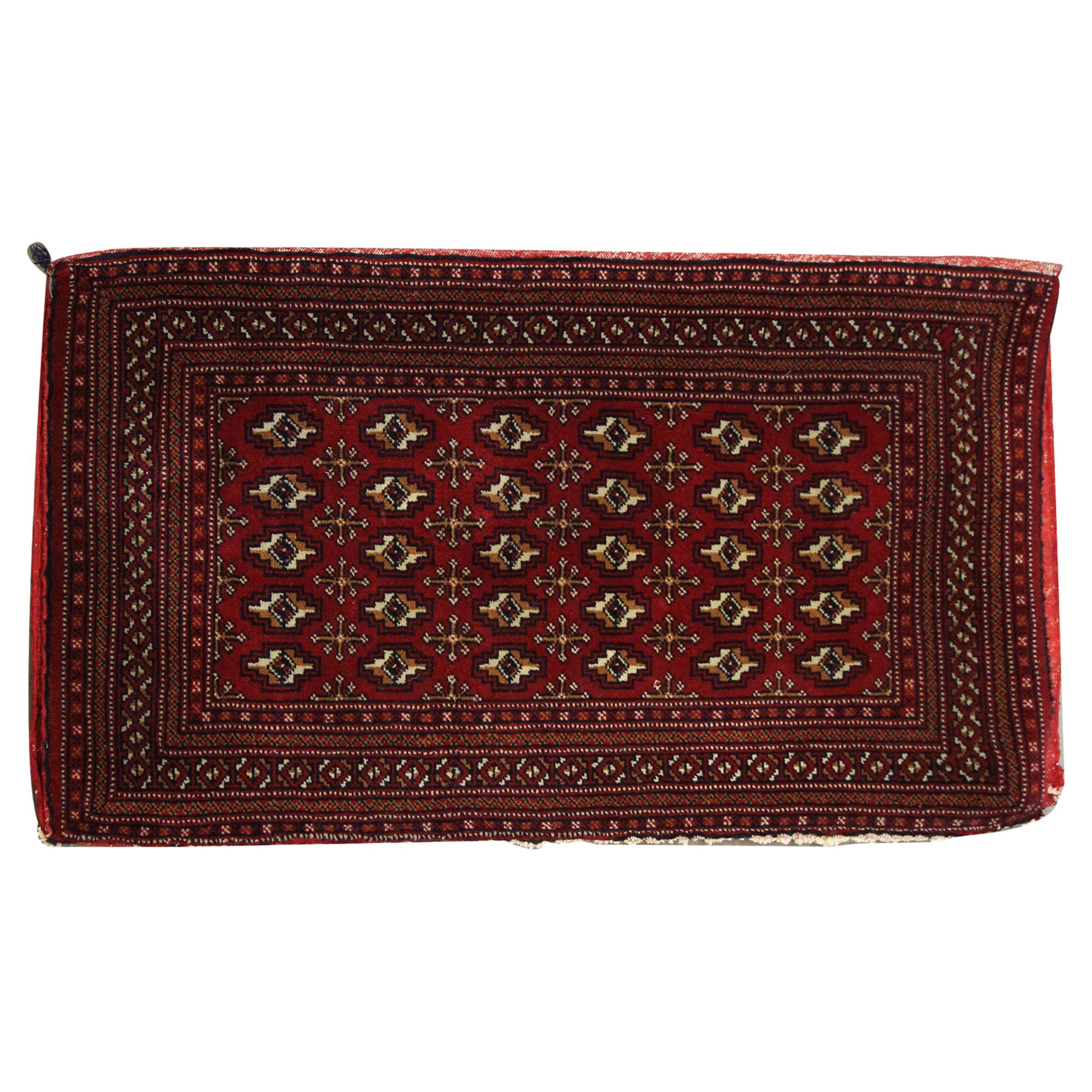 Wool Living Room Area Rug Handmade Turkman Carpet Red Poshti Rug For Sale