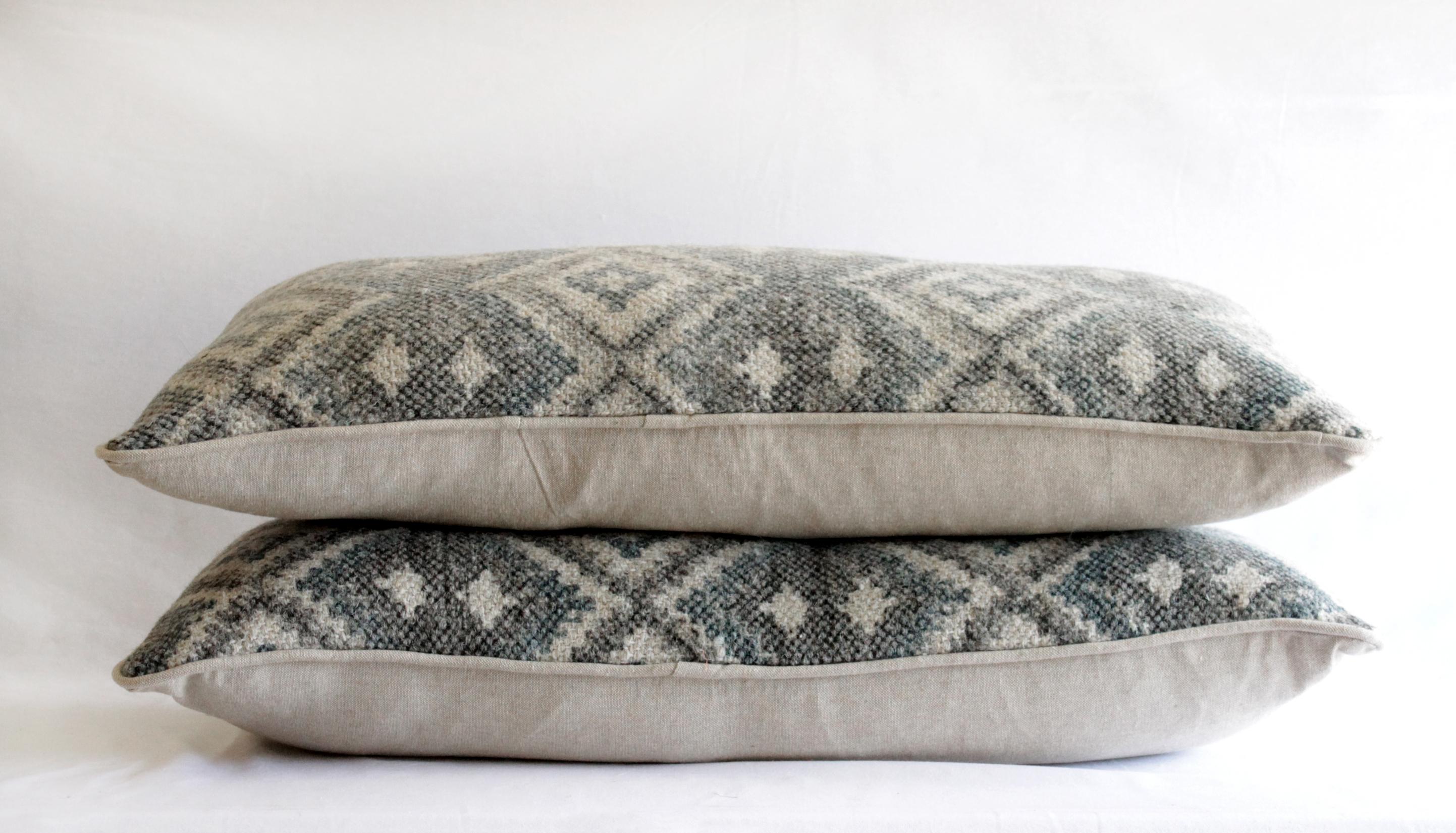 Wool Lumbar Pillows In New Condition In Brea, CA