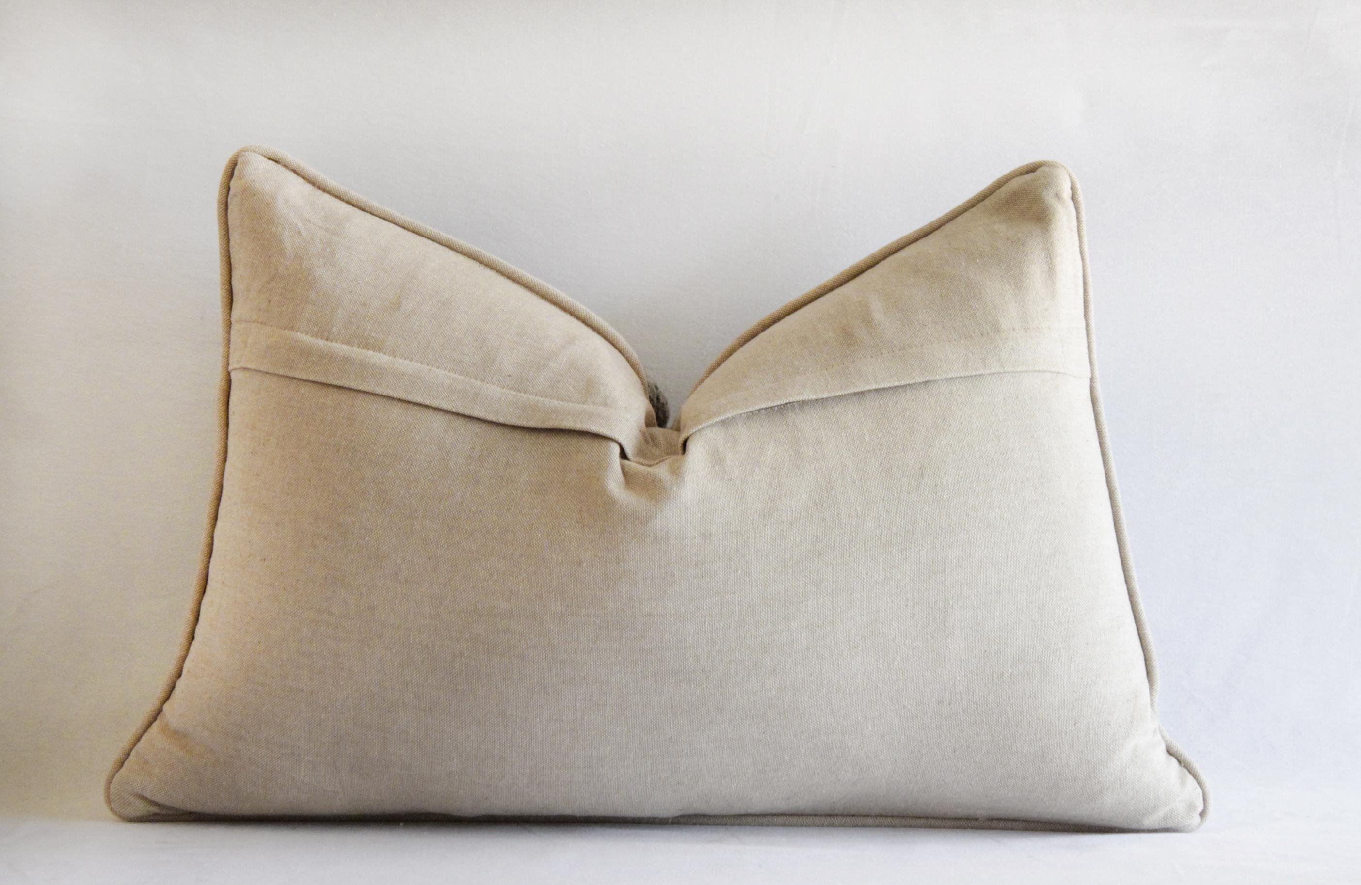 Wool Lumbar Pillows in Tan and Gray Pattern 2