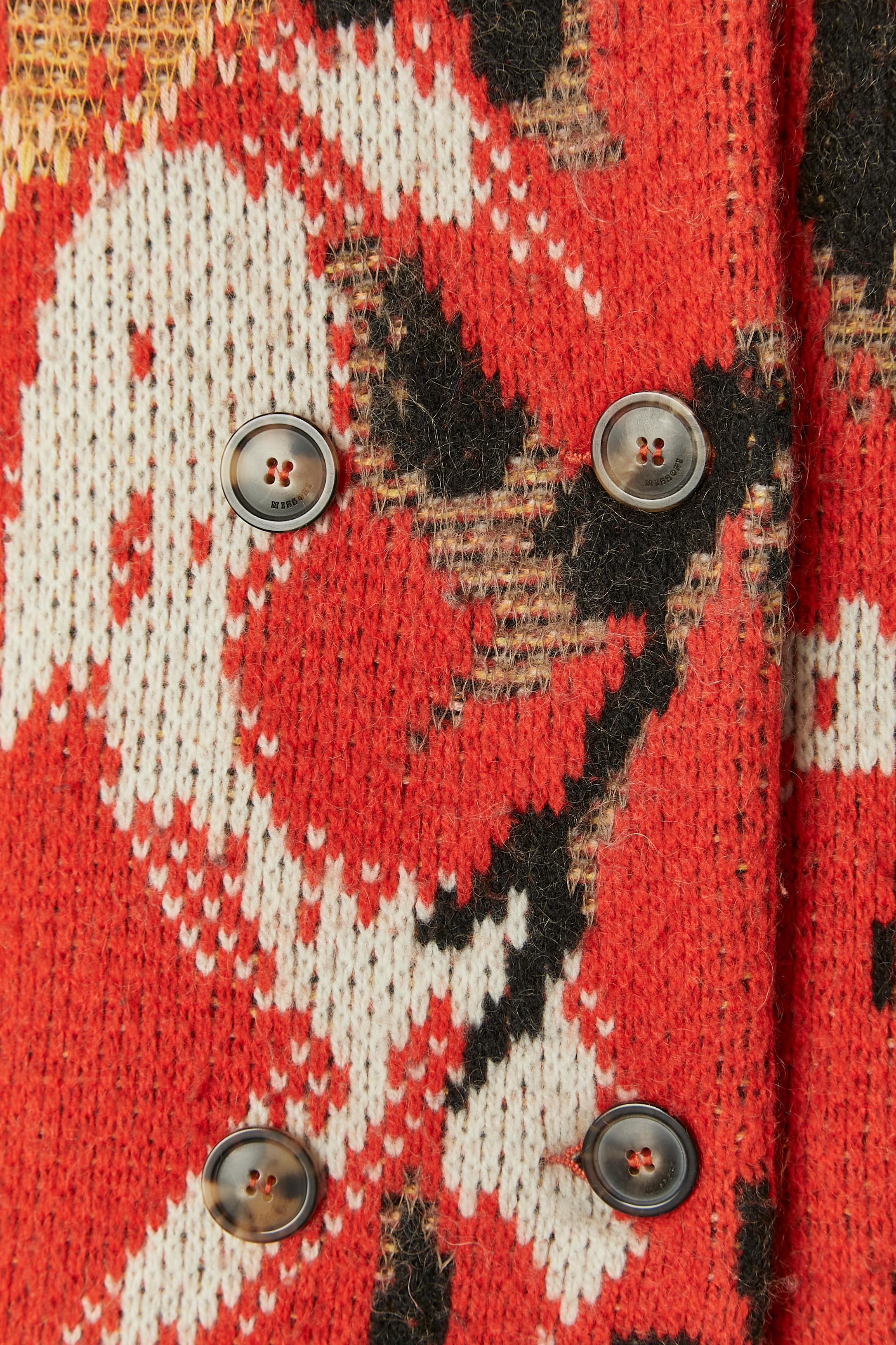 Red Wool, mohair and nylon jacquard double-breasted cape MISSONI For Sale