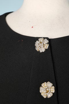 Wool navy blue jacket with rhinestone buttons Karl Lagerfeld