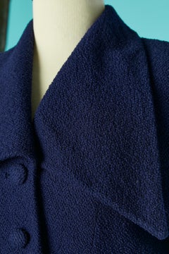 Tailleur con gonna in lana blu navy e maniche a palloncino Lilli Ann