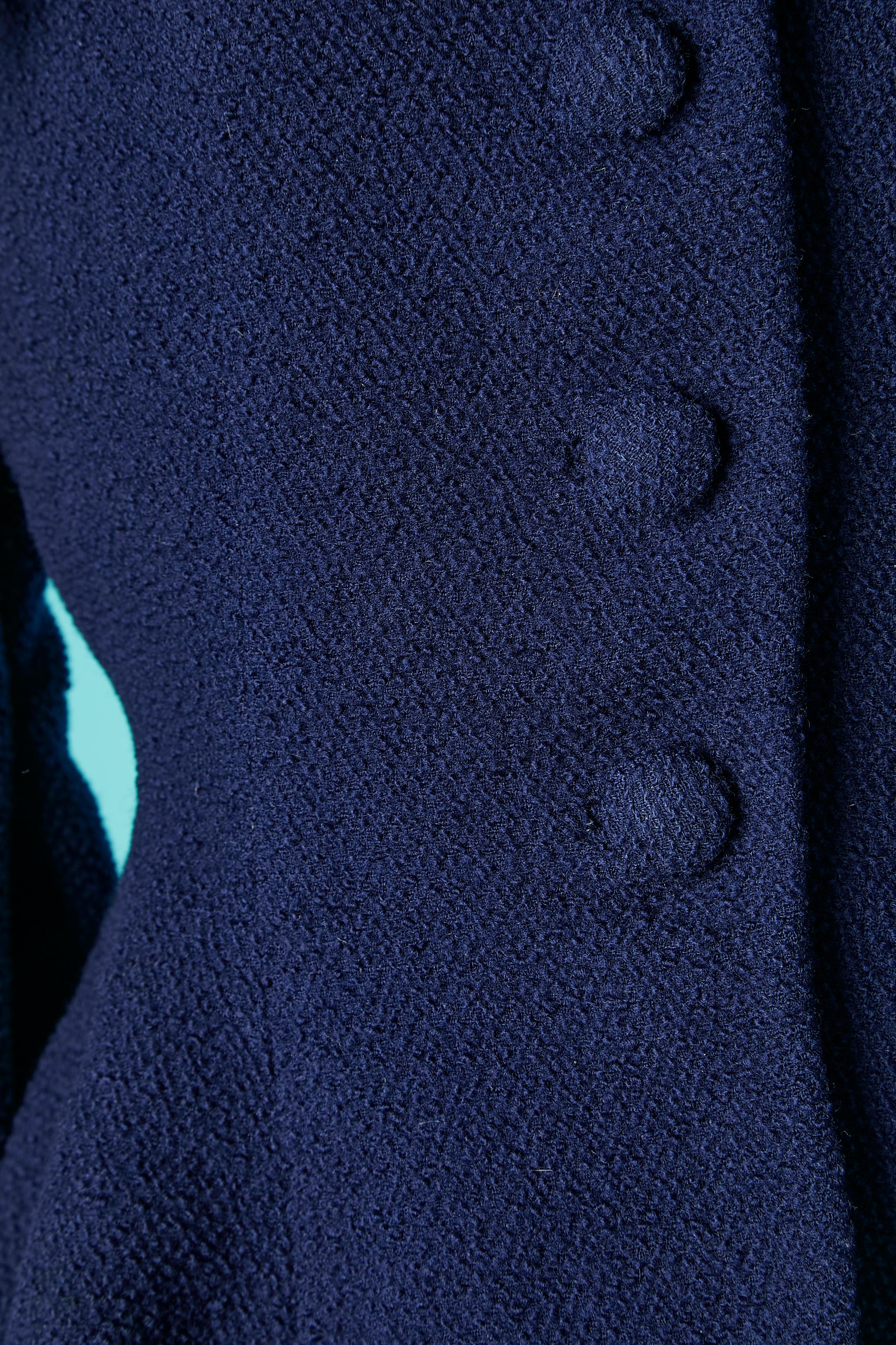 Combinaison jupe en laine bleu marine avec manches bouillonnantes The Lilly Ann  en vente 1
