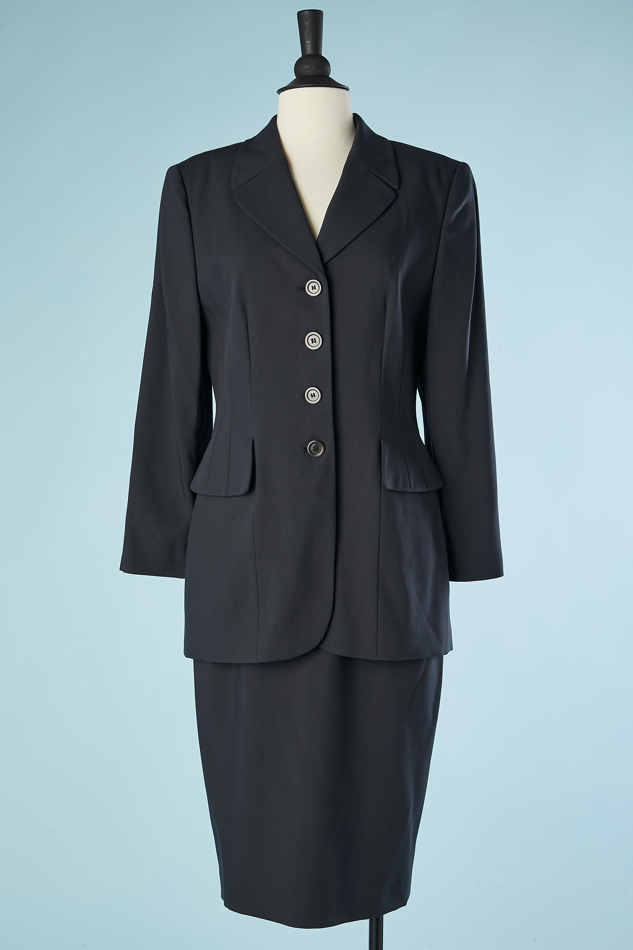 Wool navy blue trouser-suit (and skirt as well) Cerruti 1881 For Sale 6
