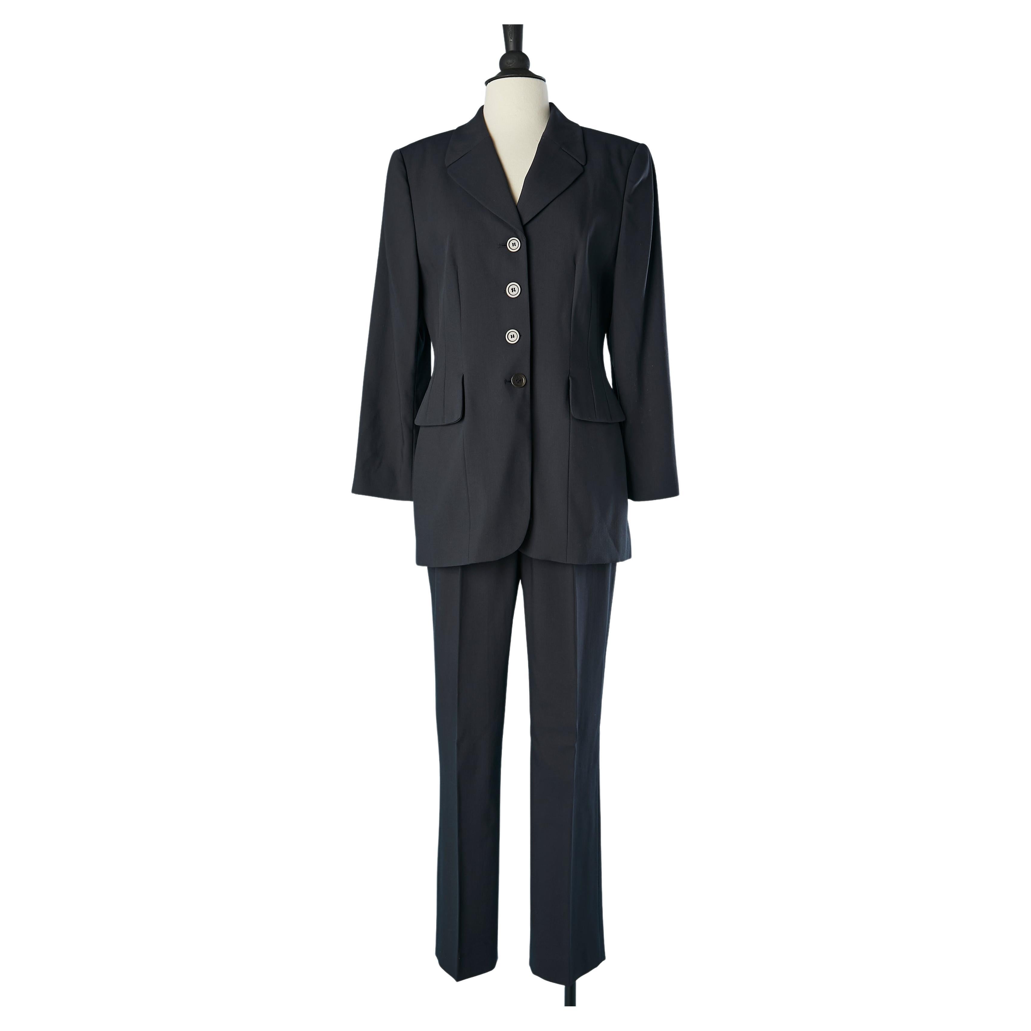 Wool navy blue trouser-suit (and skirt as well) Cerruti 1881 For Sale