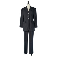 Vintage Wool navy blue trouser-suit (and skirt as well) Cerruti 1881