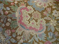 Wool Needlework Pillow with Indigo Silk Tassels, French, 19th Century