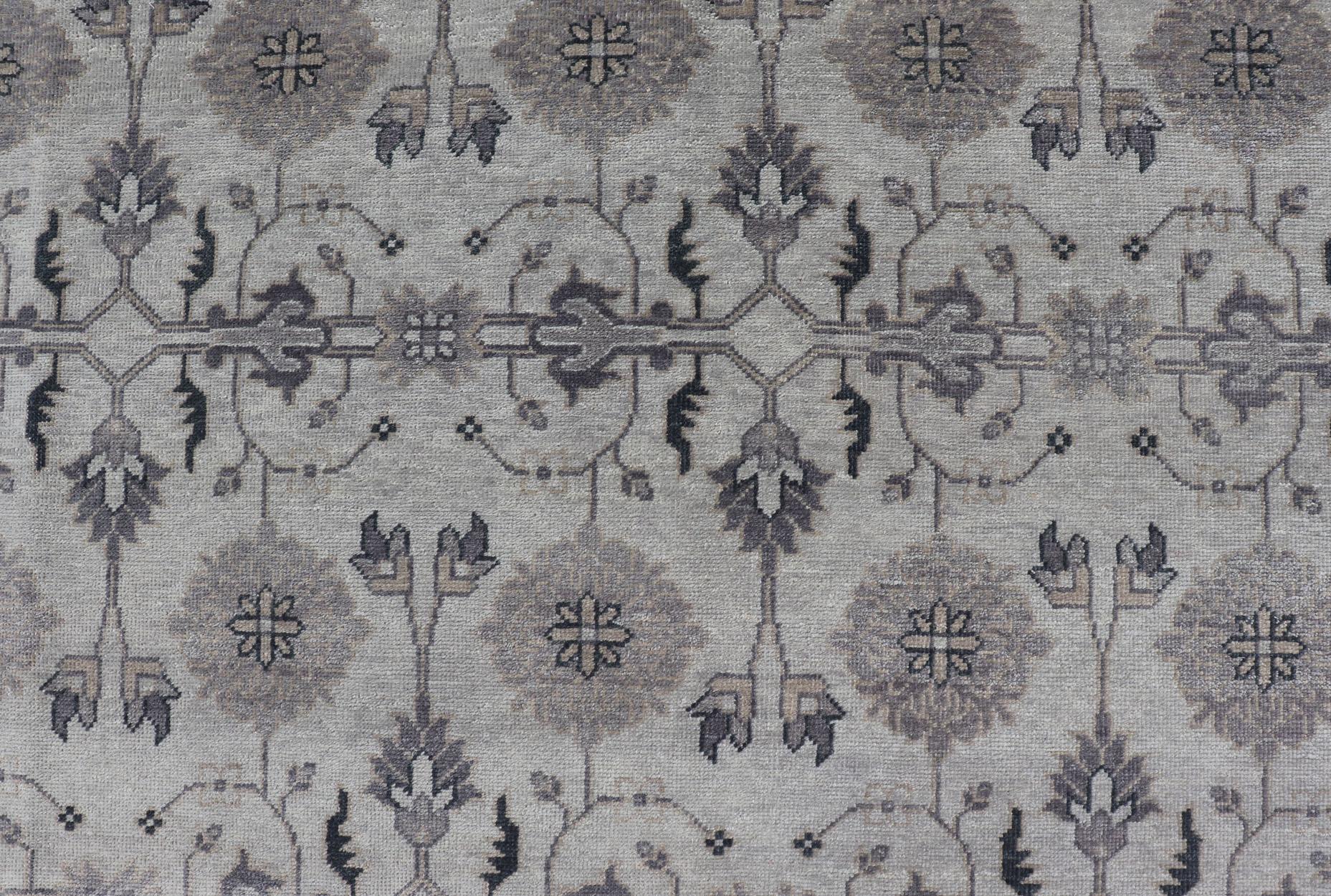 Wool Oushak Area Rug by Keivan Woven Arts in Gray and Muted Tones For Sale 8