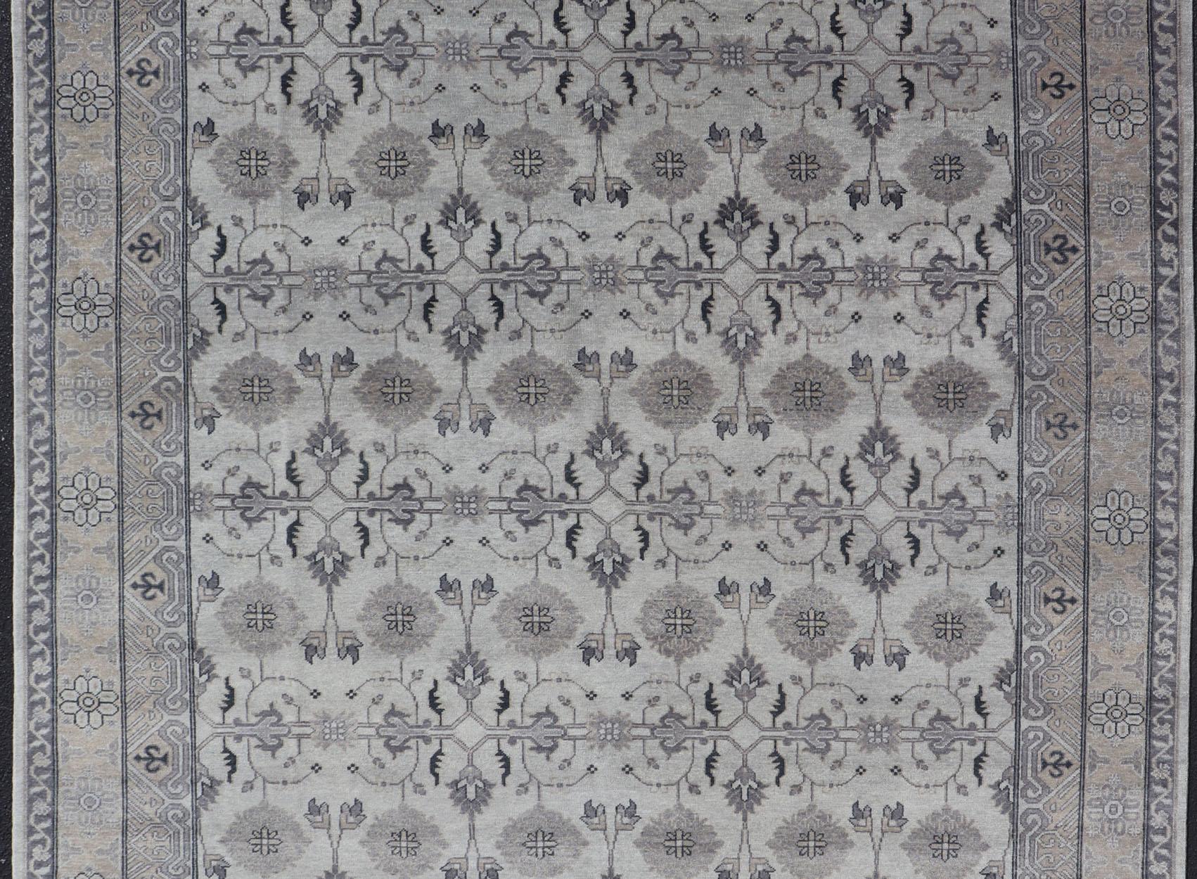 Wool Oushak Area Rug by Keivan Woven Arts in Gray and Muted Tones For Sale 2