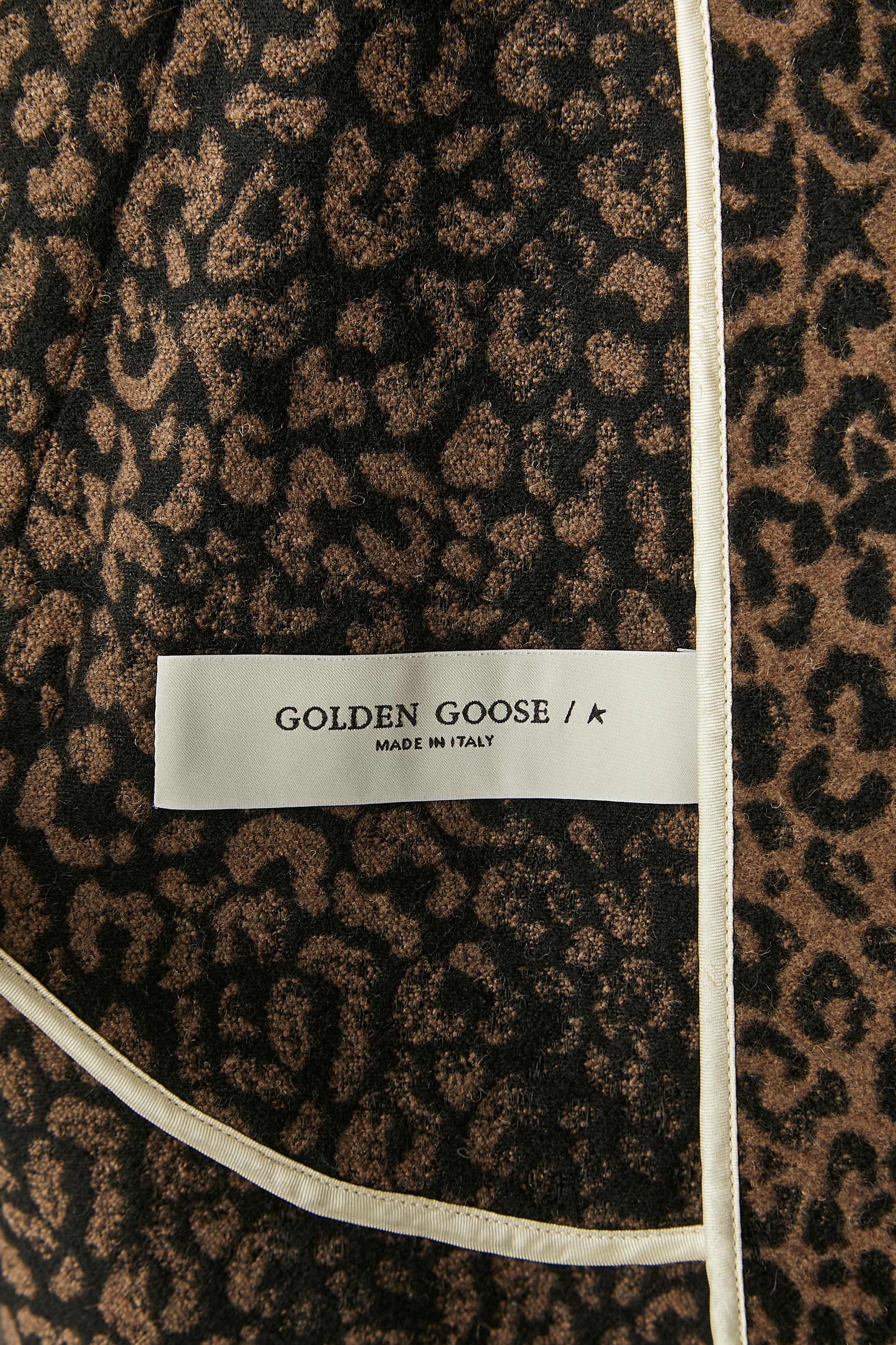 Wool oversize coat with leopard print Golden Goose  For Sale 5