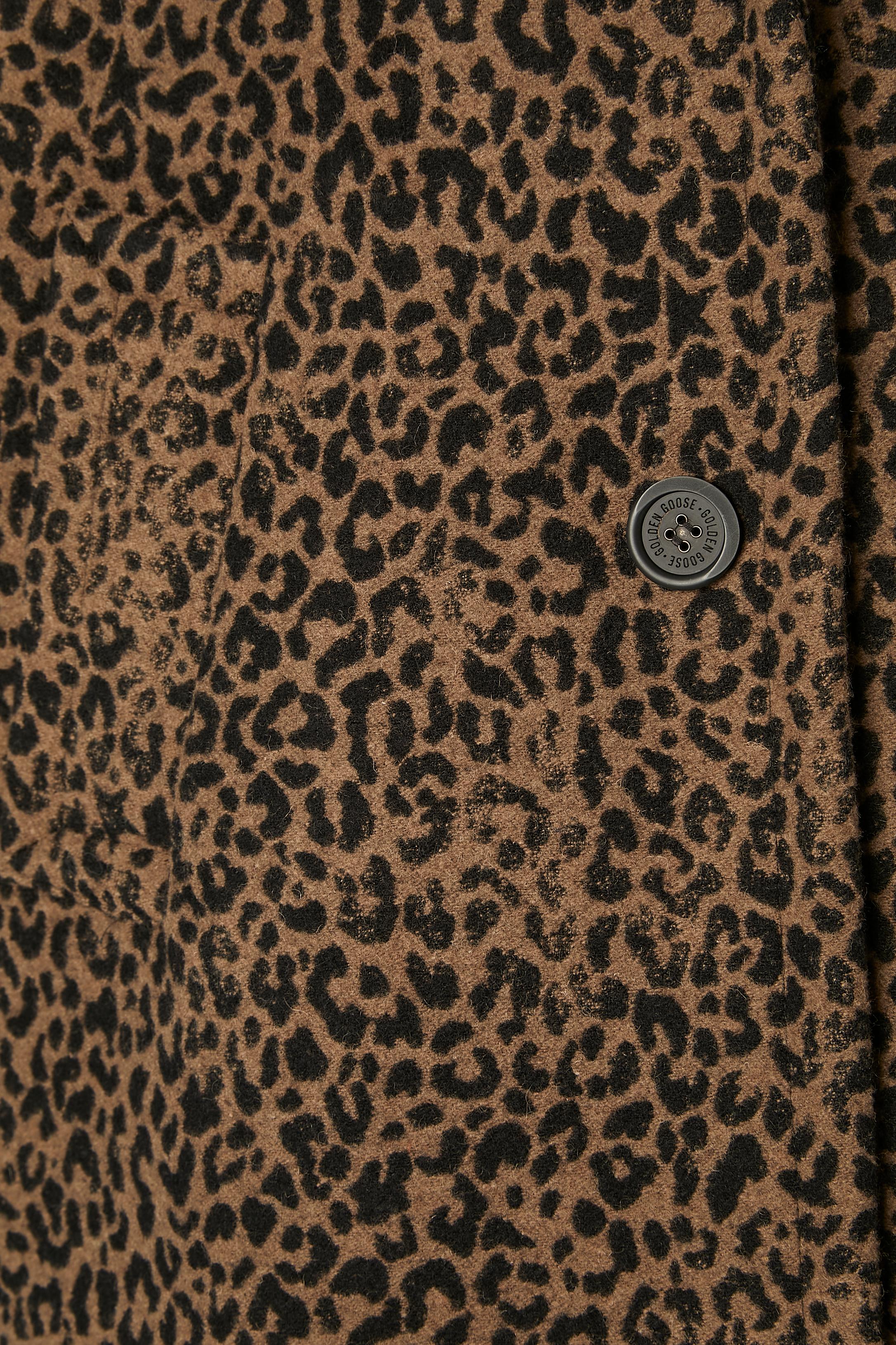 Manteau surdimensionné en laine avec imprimé léopard et oie dorée  Excellent état - En vente à Saint-Ouen-Sur-Seine, FR