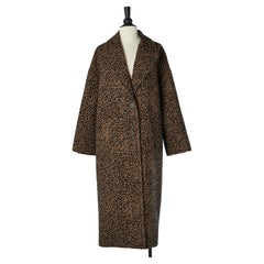 Used Wool oversize coat with leopard print Golden Goose 