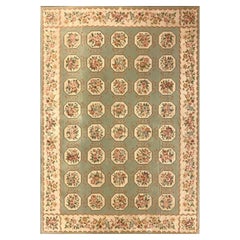 Tappeto in lana a pannello con pannelli botanici geometrici, Greene & Greene