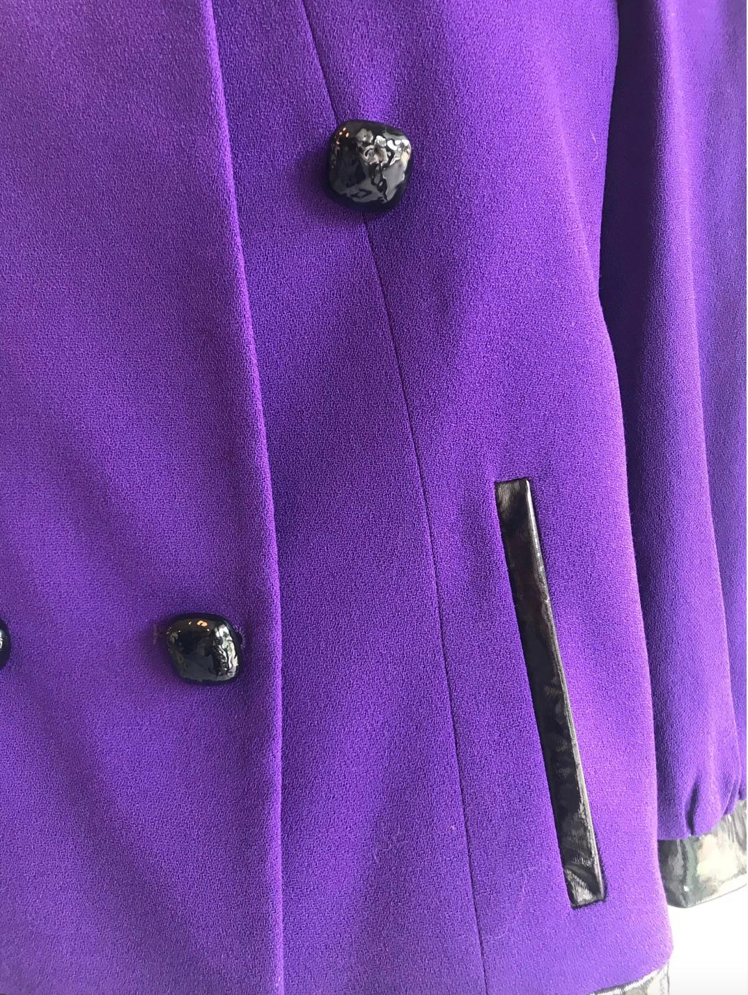 Wool & Patent Armani Collezioni Jacket In Good Condition For Sale In Glasgow, GB