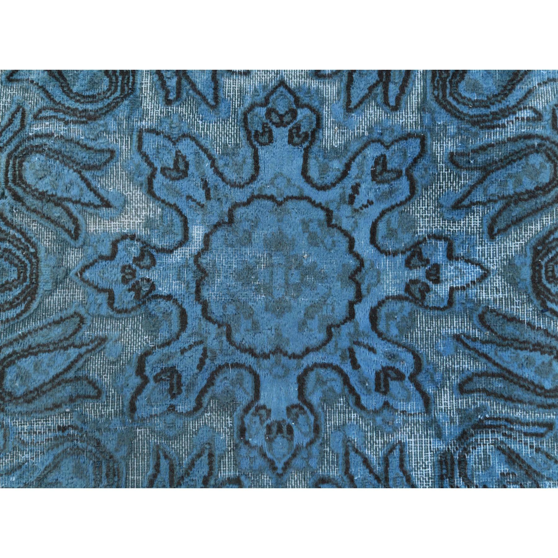 Wool Persian Kerman with Flower Medallion Worn Down Stone Wash Hand Knotted Rug 2