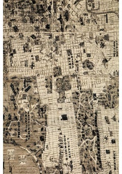 Hand-Knotted Modern Wool Persian Map Rug, "San Francisco", 10' x 14'