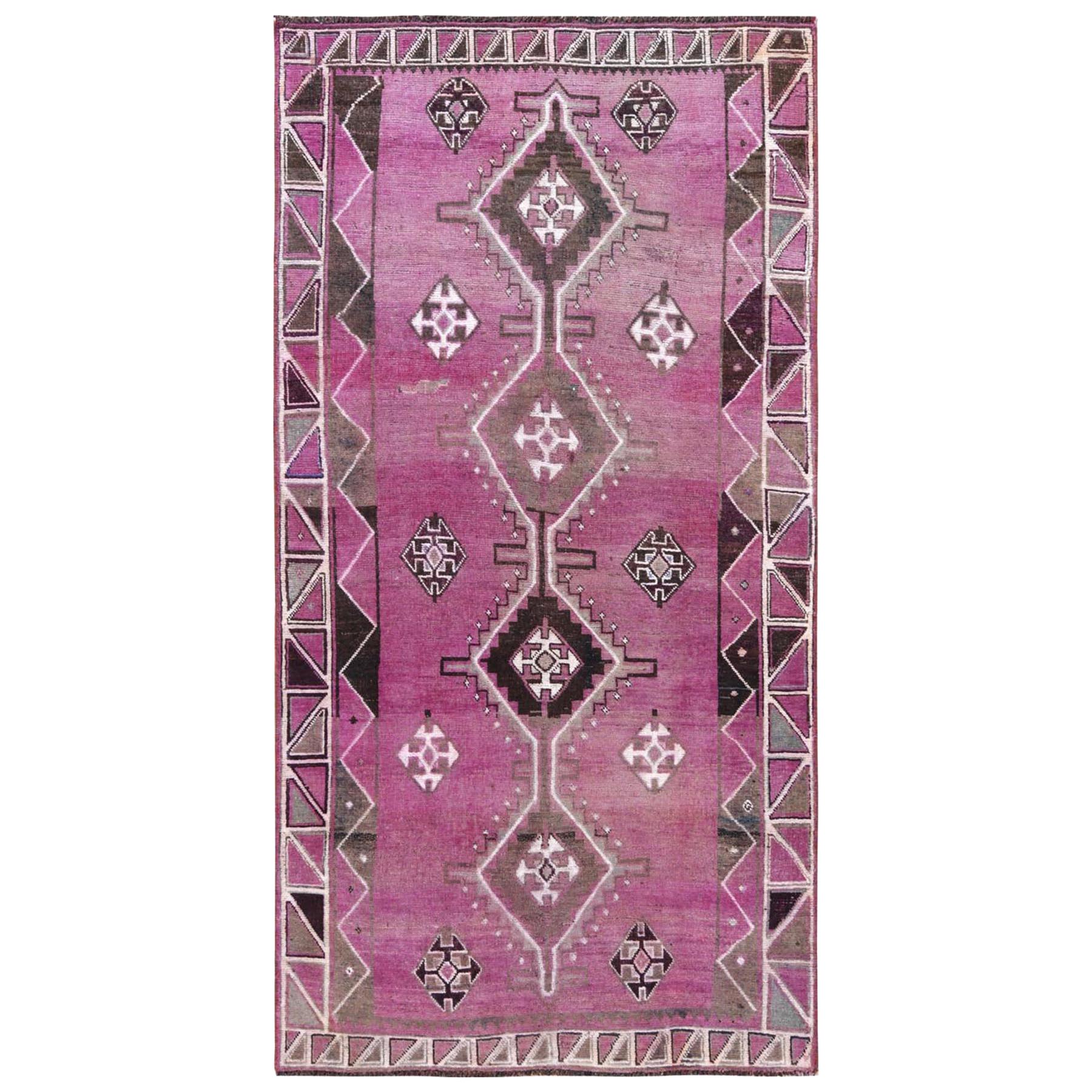 Wool Persian Shiraz Bohemian Vintage Worn Down Handmade Gallery Size