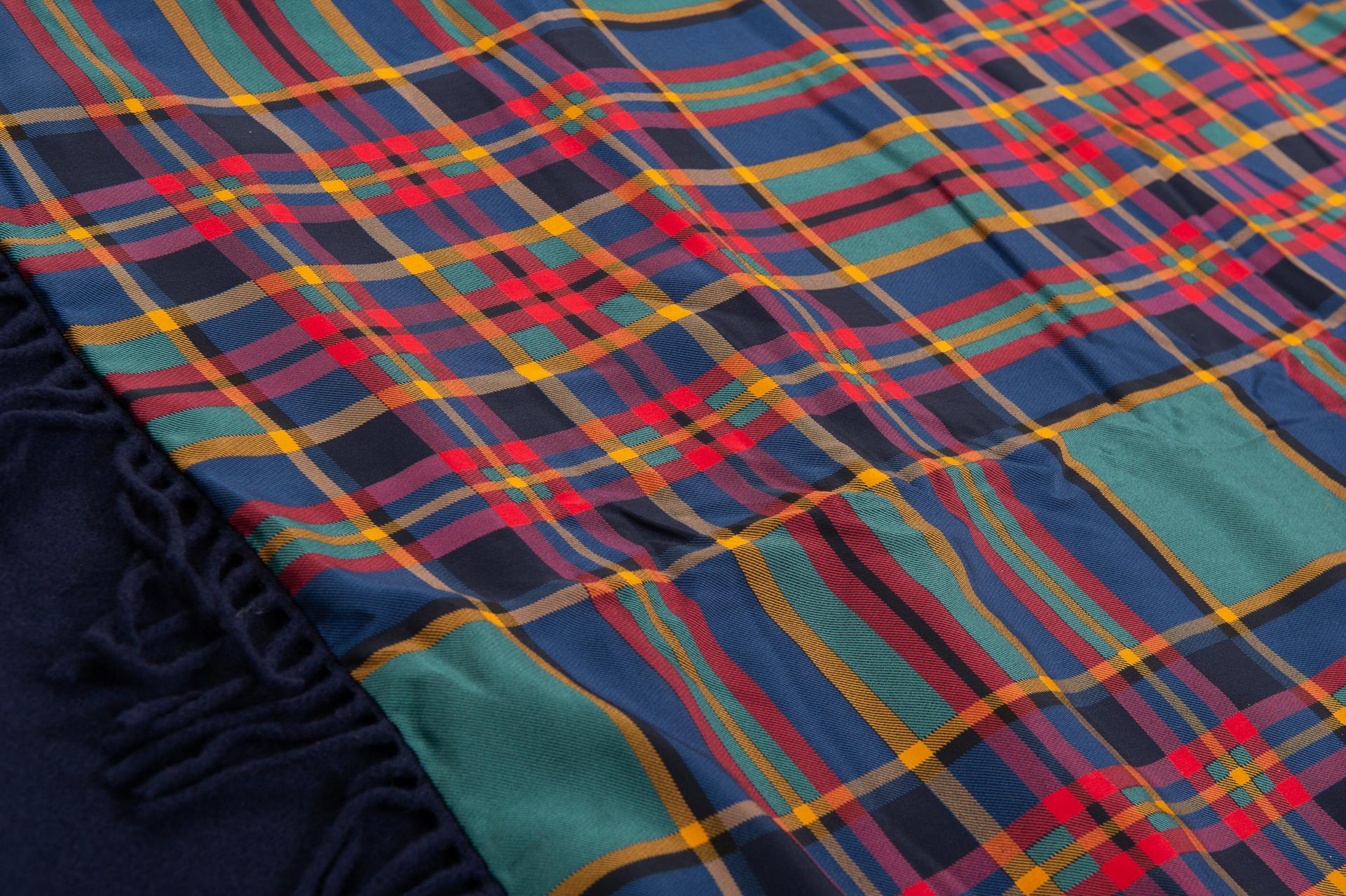 Wool Plaid with Irene Galitzine Silk Foulard For Sale 2