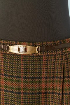 Wool pleated skirt with check pattern CELINE