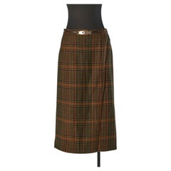 Wool pleated skirt with check pattern CELINE