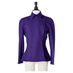 Vintage Wool purple double-breasted jacket Claude Montana 