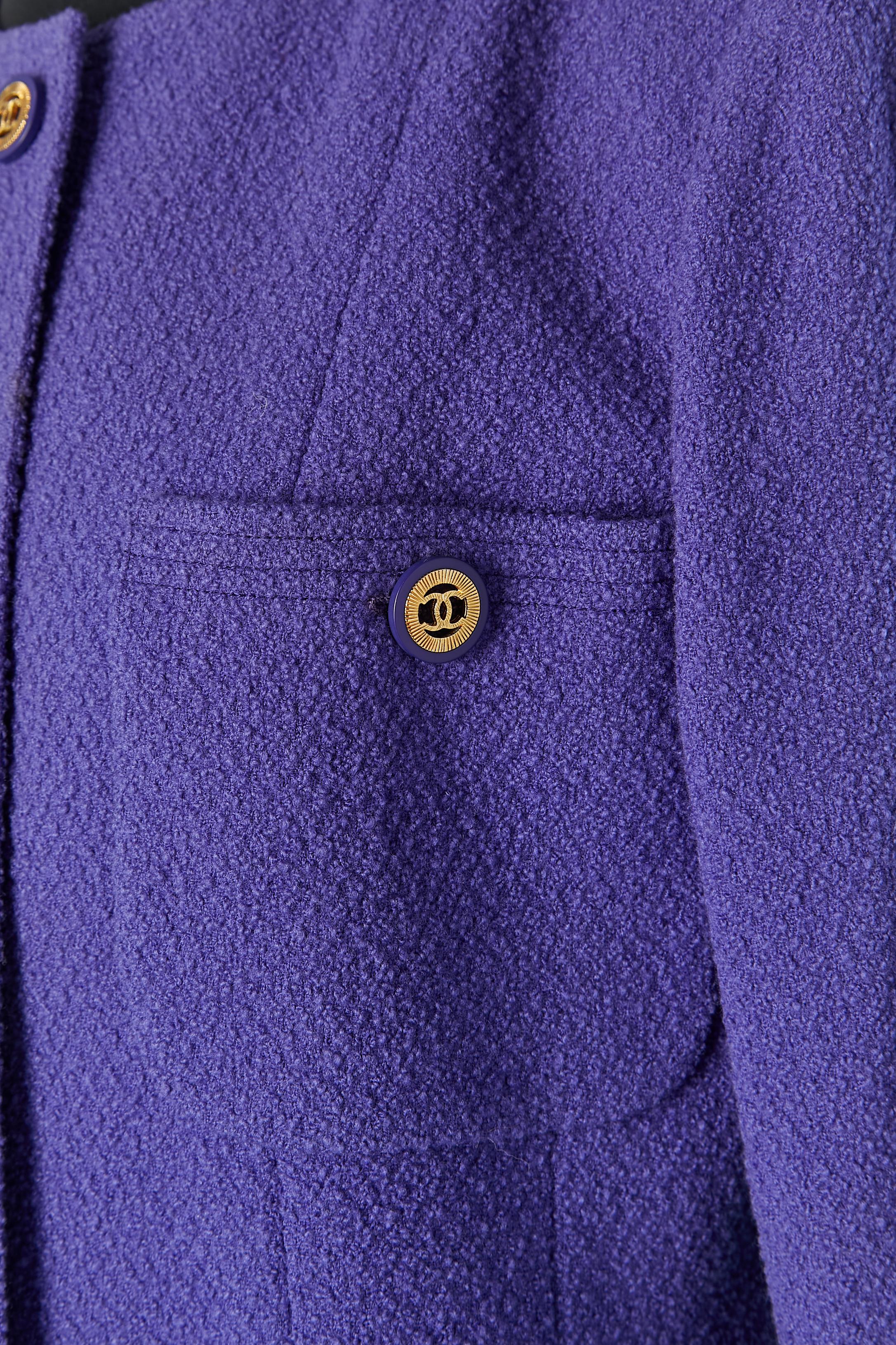 Viola Giacca monopetto in lana viola Chanel Boutique in vendita