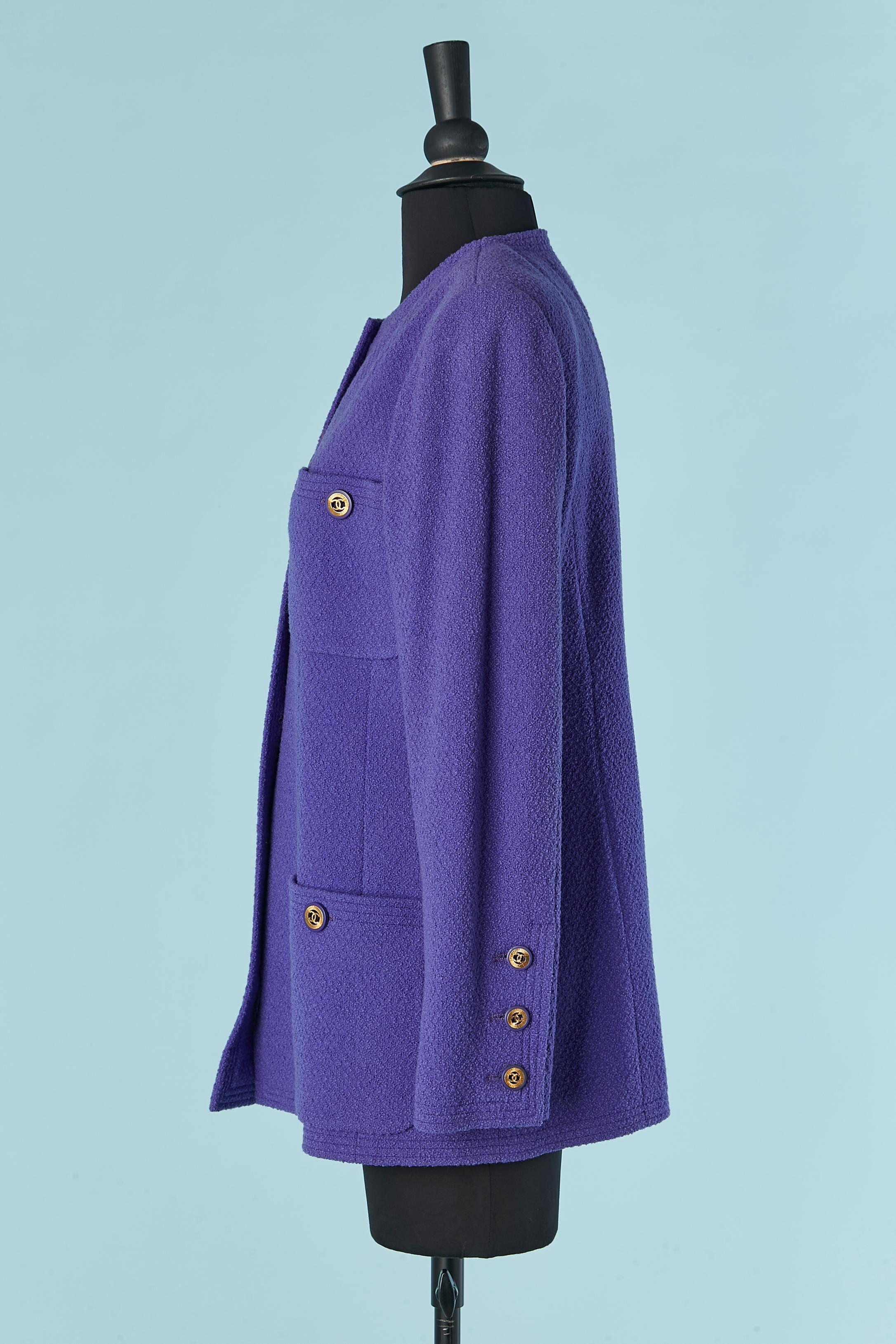 Donna Giacca monopetto in lana viola Chanel Boutique in vendita