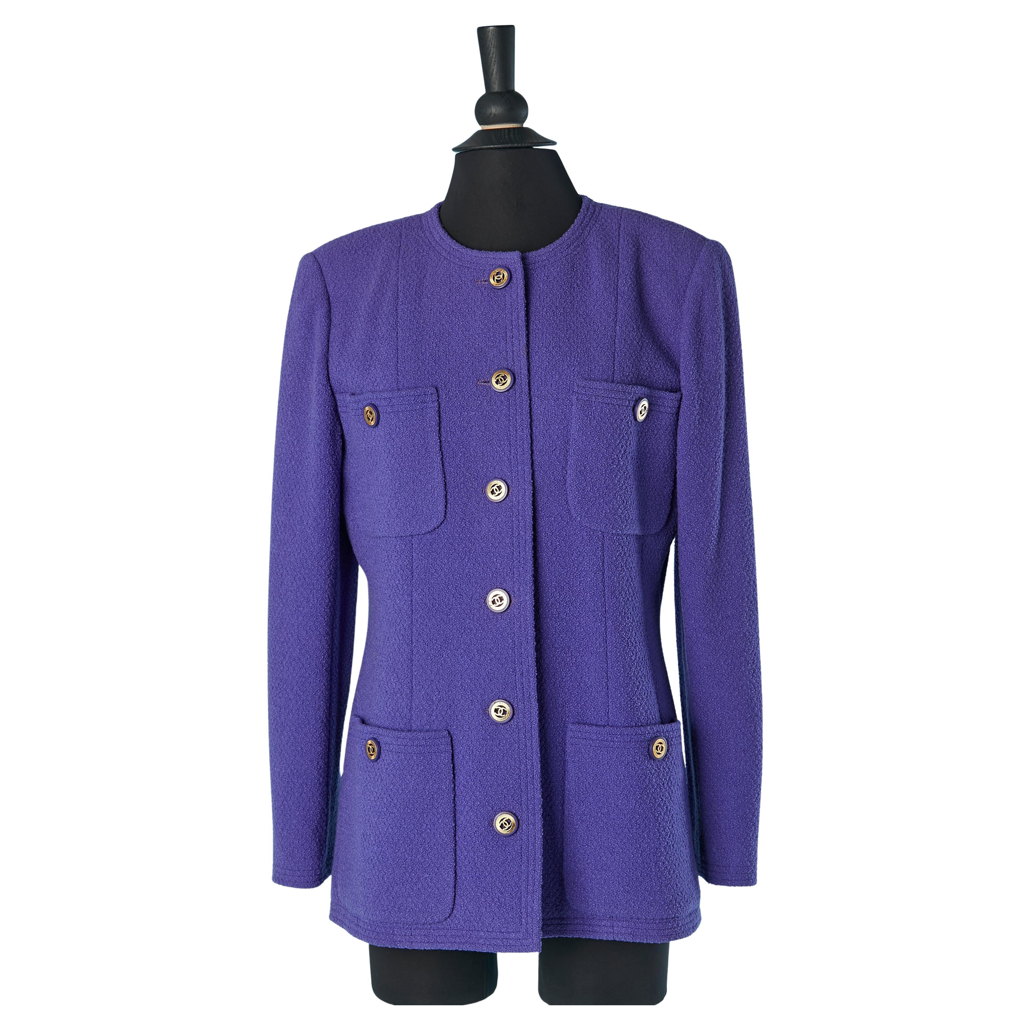 Wool purple single breasted jacket CHANEL Boutique