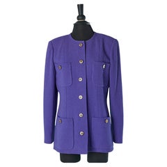 Veste en laine violette à simple boutonnage CHANEL Boutique