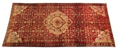 Wool Rug Red Caucasian Runner Rug Long Handwoven Oriental