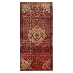 Wool Rug Red Caucasian Runner Rug Long Handwoven Oriental