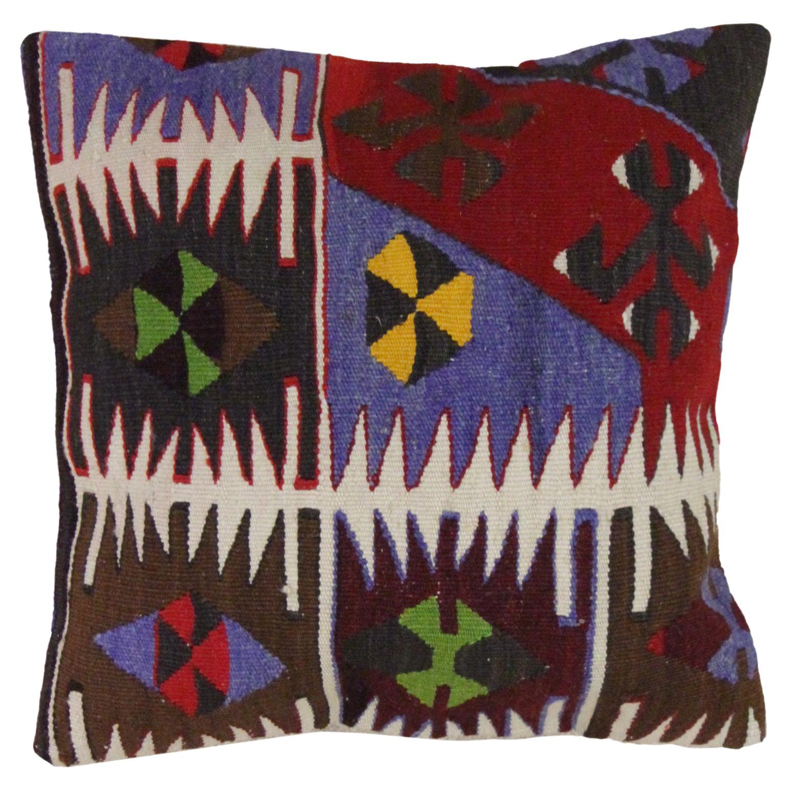 Wool Scatter Cushion Handwoven Pillow Turkish Kilim Cushion Cover