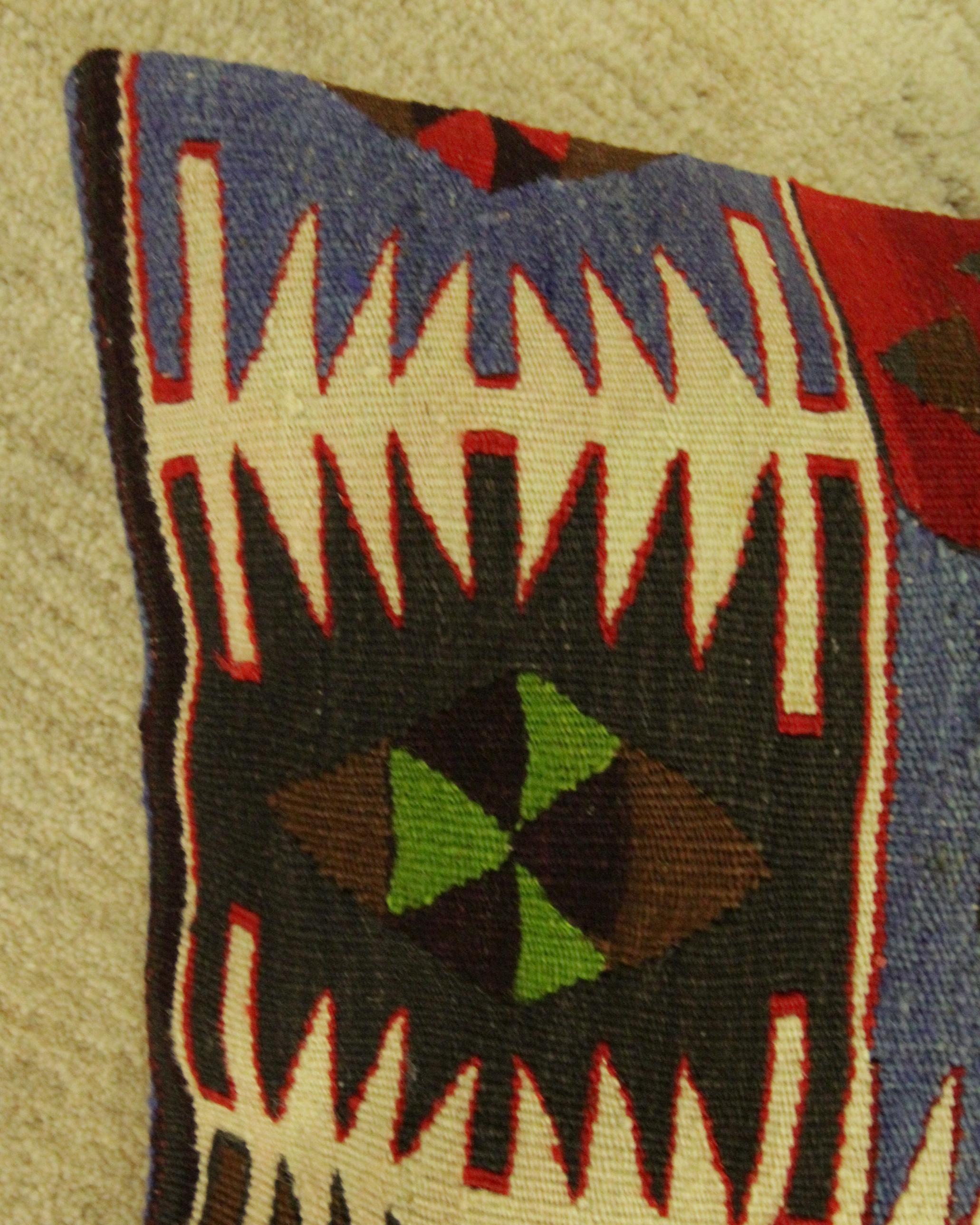Wool Geometric Cushion Handwoven Pillow Case Turkish Kilim Cushion Cover In New Condition In Hampshire, GB
