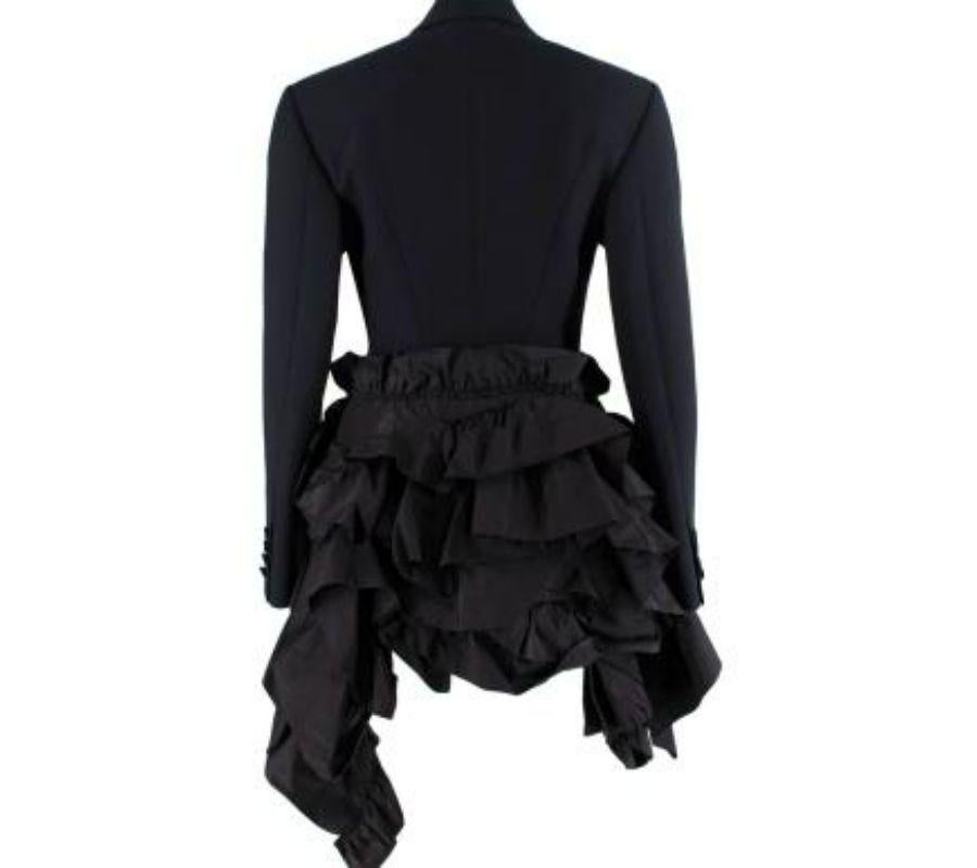 Black Alexander McQueen Wool-Silk Blazer with Silk Faille Ruffles - xxs For Sale
