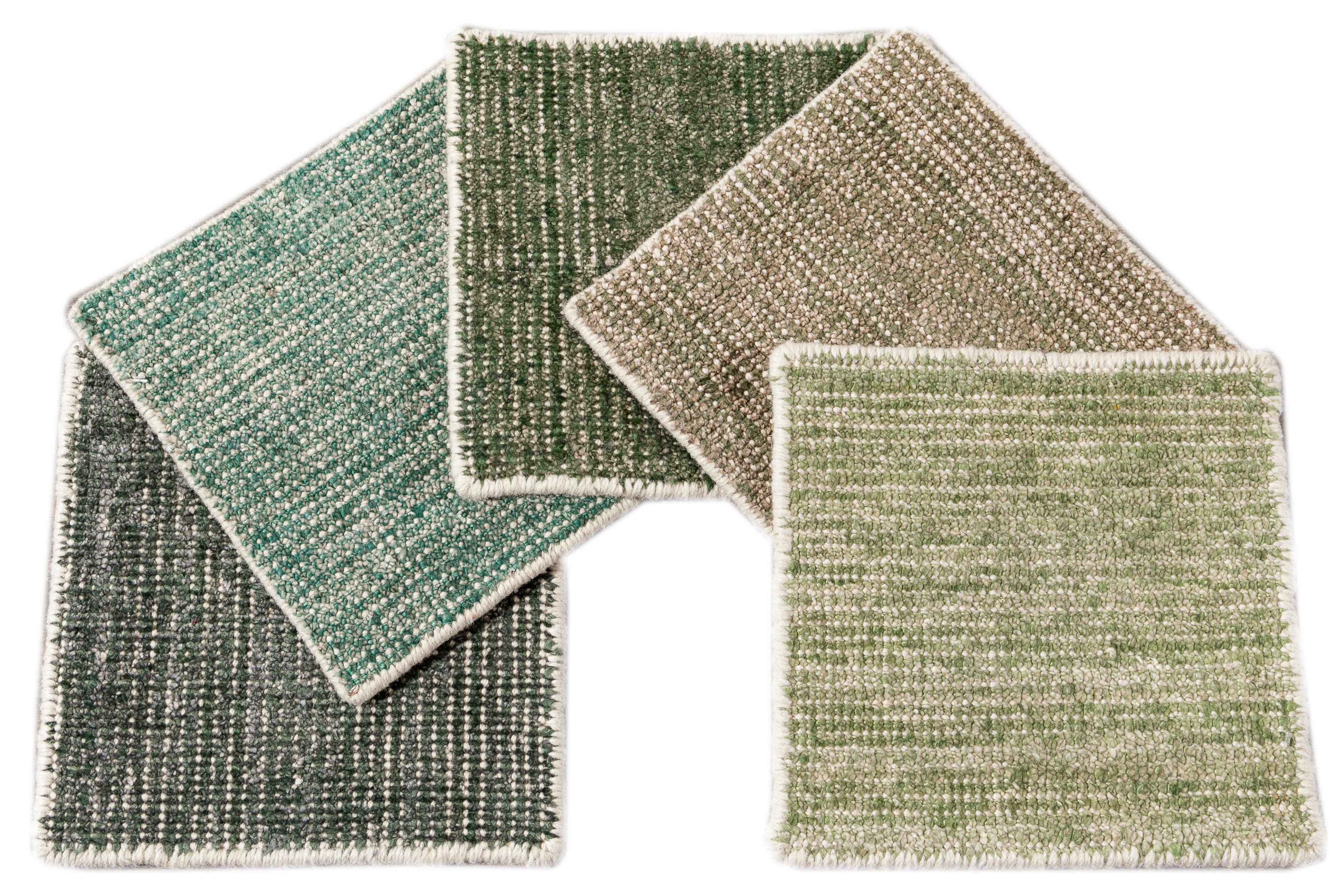 Wool and silk Boho custom rug. Custom sizes and colors made-to-order. 

Material: Wool/Bamboo Silk 
Lead Time: Approx. 15-20 weeks Available 
Colors: 100+ shades Made in India.
Price listed is for an 8' x 10' rug.